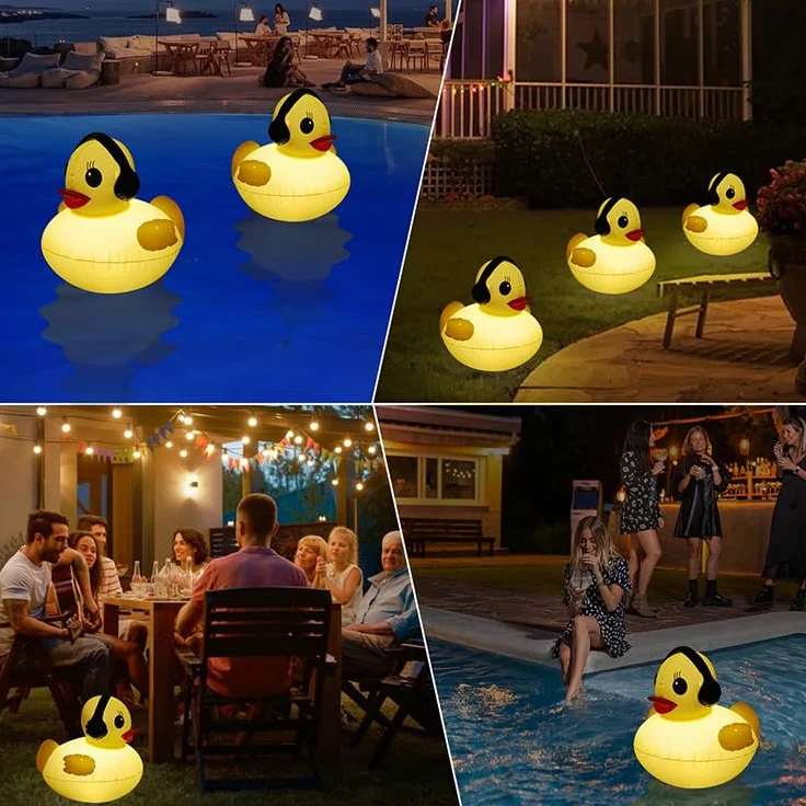 Lanterne Solaire Gonflable Canard IP68 Lampe LED Flottante pour Piscine Bassin Jardin