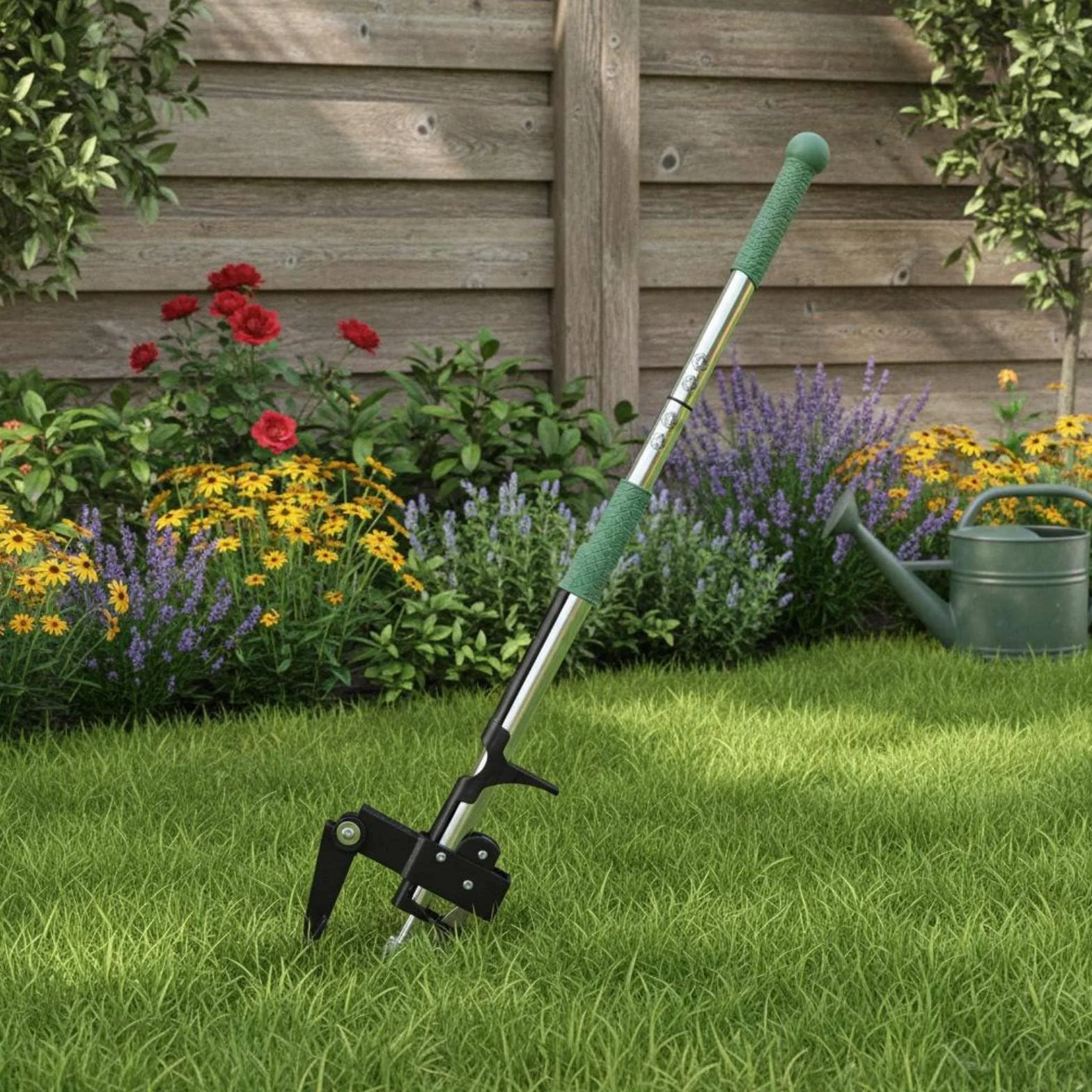Arrache Herbe en Aluminium Extracteur Désherbeur Manuel Arrache-Racines Outil de Jardinage Poignée Longue Tige Détachable Prévention de la Fatigue , 3-Section