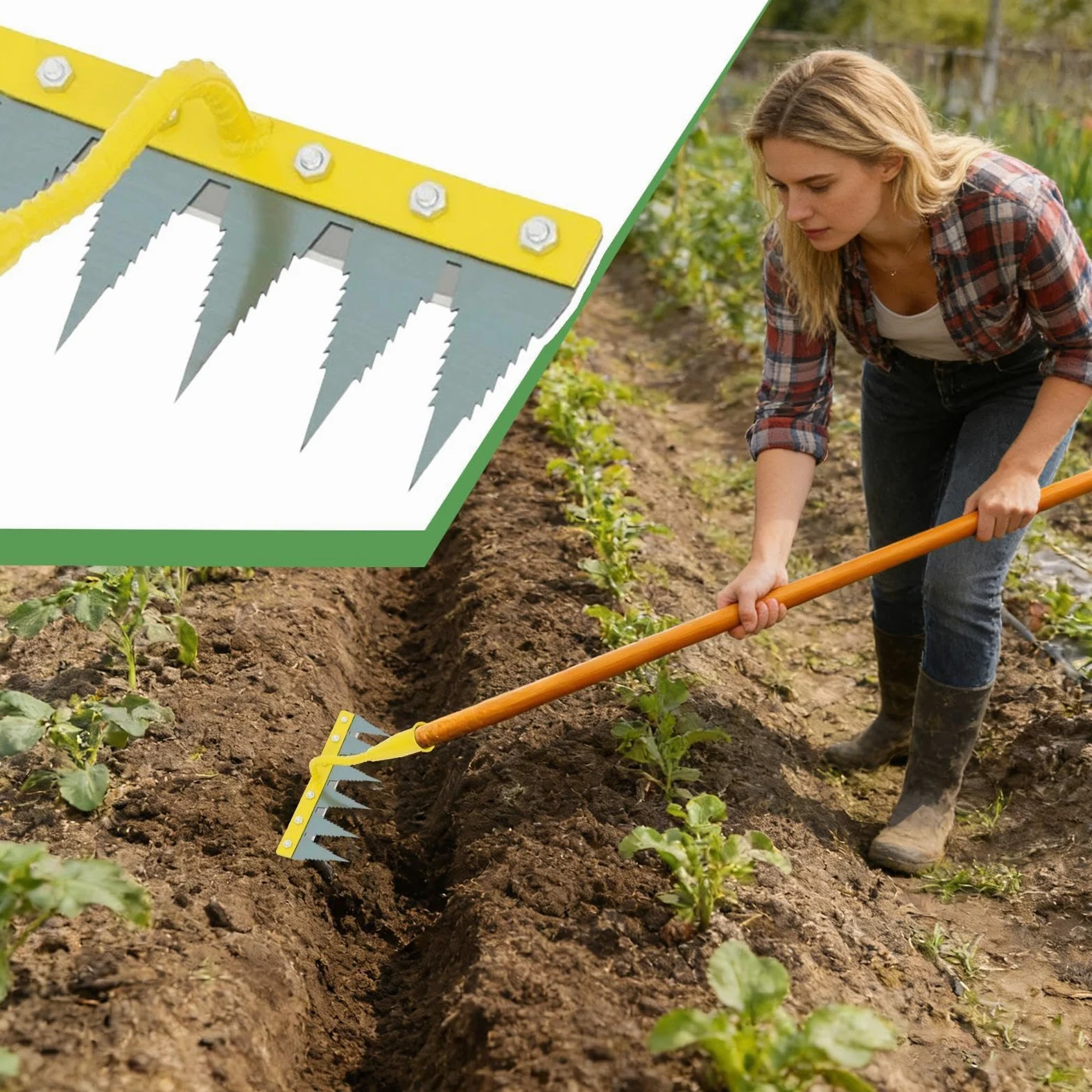 Râteau de Jardin Outil de nivellement Robuste | Désherbeur manuel pour jardin, pelouse, cour, parterre de fleurs, serre, pépinière, verger, ferme, extérieur