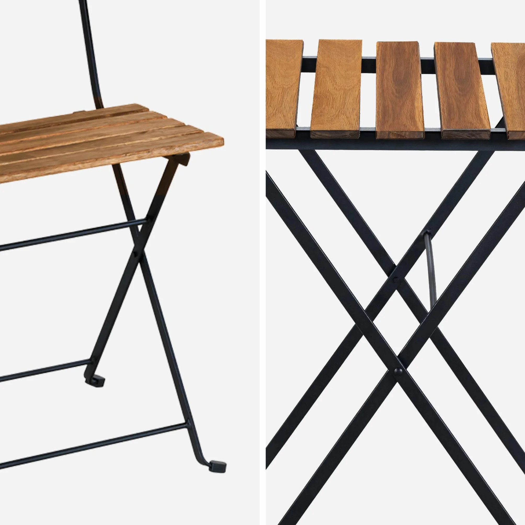 Alice's Garden Table de bistrot pliante bois d'acacia et métal 55 x 54 cm