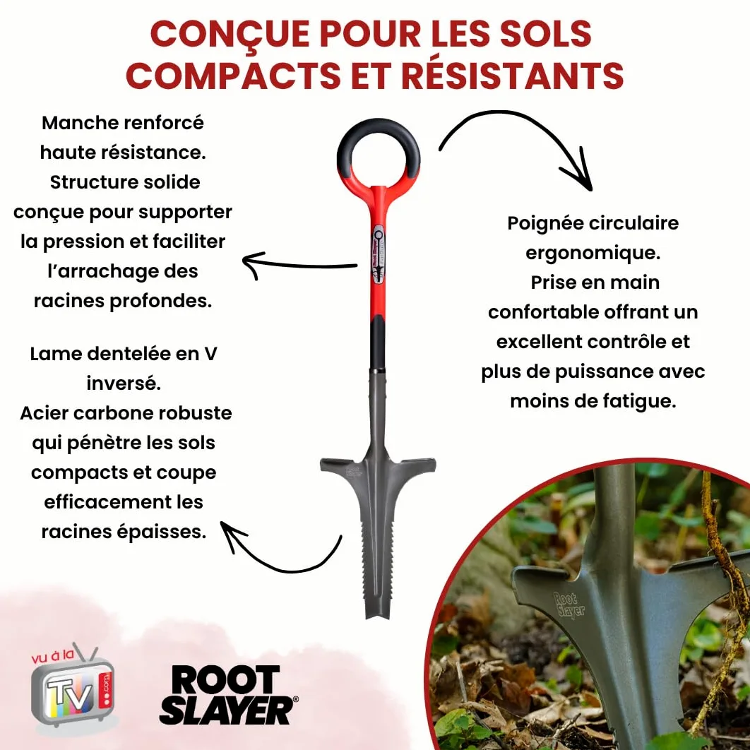 Venteo - Lame Dentée V Inversé Acier Carbone Renforcé Haute Résistance | Extraction Racines Profondes sans Effort | Outil Jardinage Sol Dur Pelouse Jardin Gazon a Semer