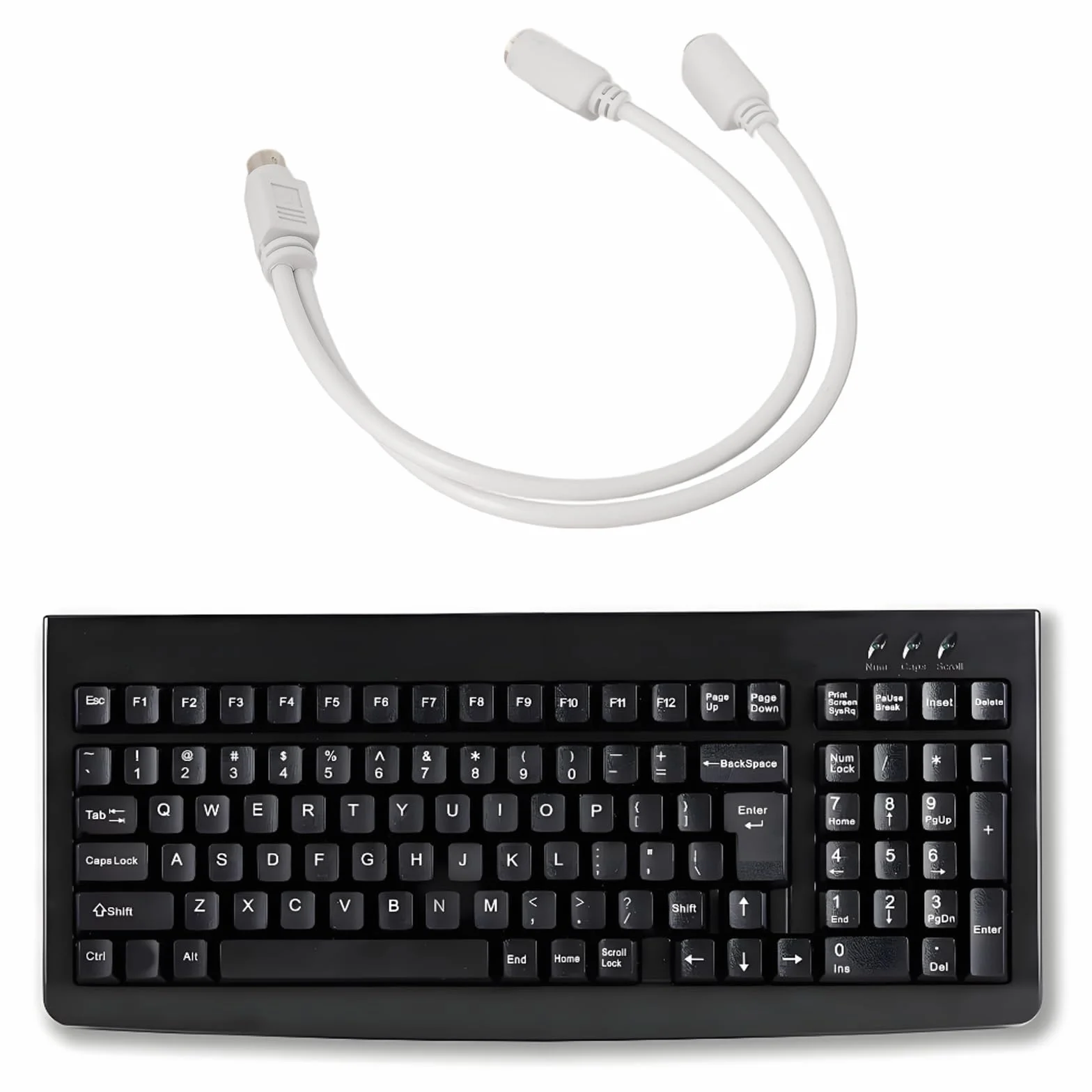 Lot de 2 Répartiteurs de Clavier 6 Broches DIN Mâle vers Femelle Câble 1 vers 2 Compatible Sony PS2 30 cm Blanc