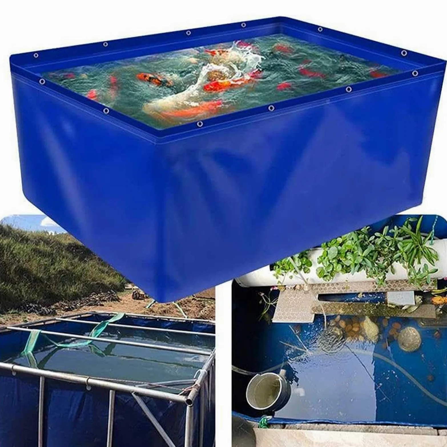 Aquarium en PVC avec vanne de vidange - Aquarium temporaire Multifonctionnel adapté aux Poissons d'eau de mer, aux koïs, etc. - des Solutions d'aquarium pour répondre à Vos Besoins.