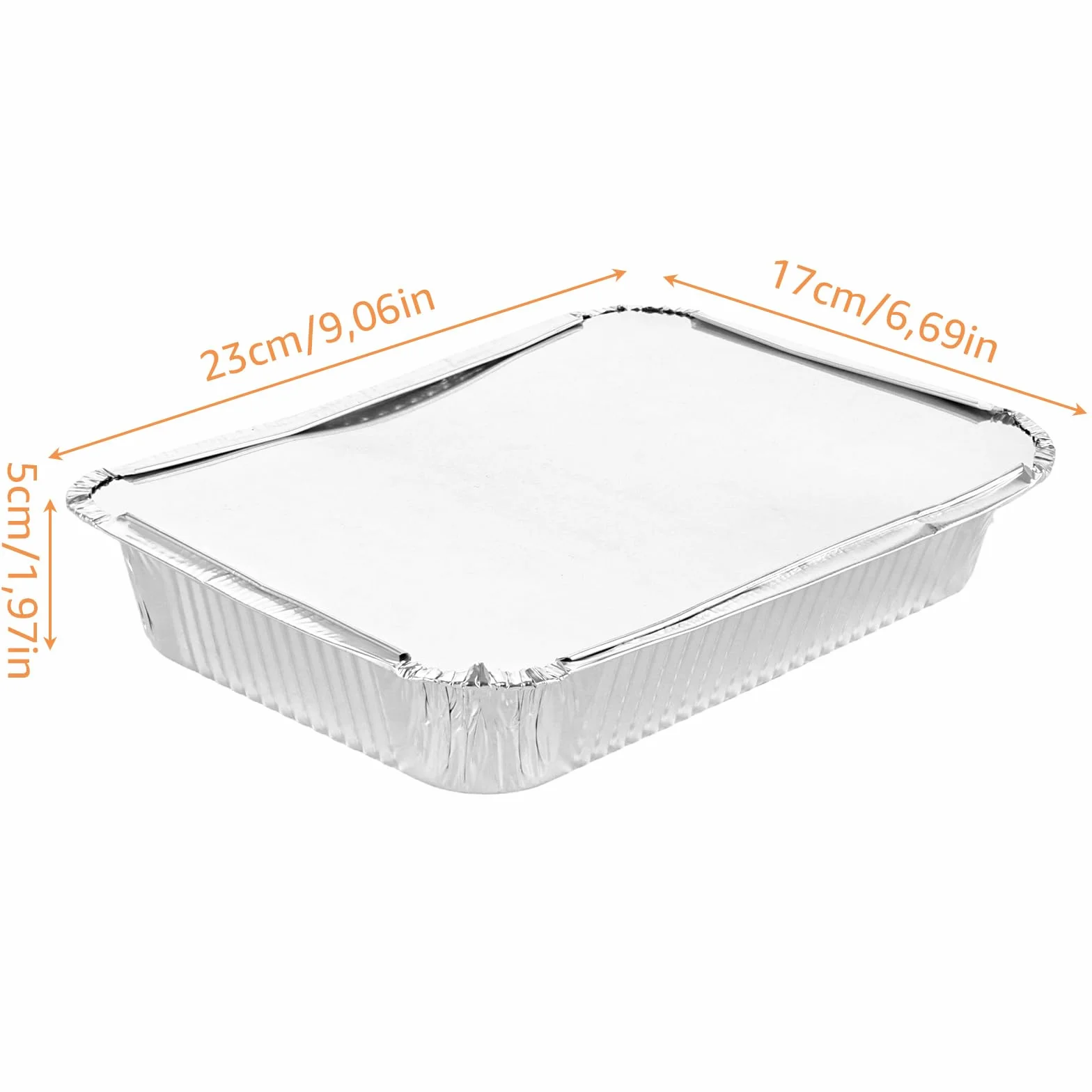 Barquettes en aluminium jetables avec couvercle 23 x 17 x 5 cm Lot de 50