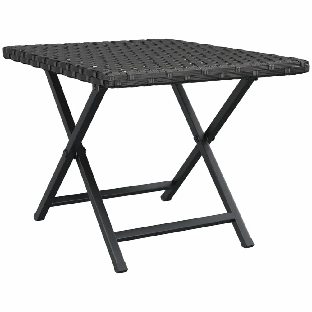 Table Pliable Résine Tressée 45x35x32 cm Noir
