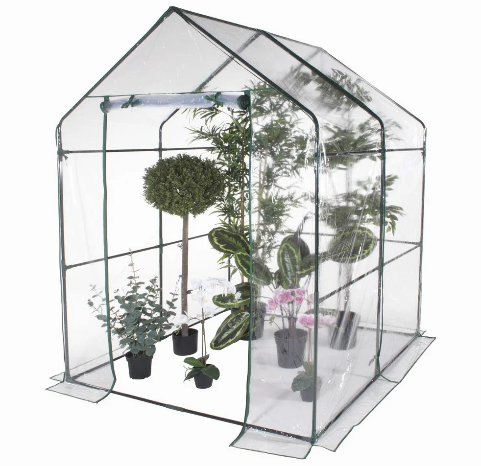 VERDELOOK | Serre de jardin sans étagères avec toile PVC transparente, cadre métallique, 143x143x195 cm, pour la protection des plantes, le jardinage, résistante, ouverture par fermeture à glissière