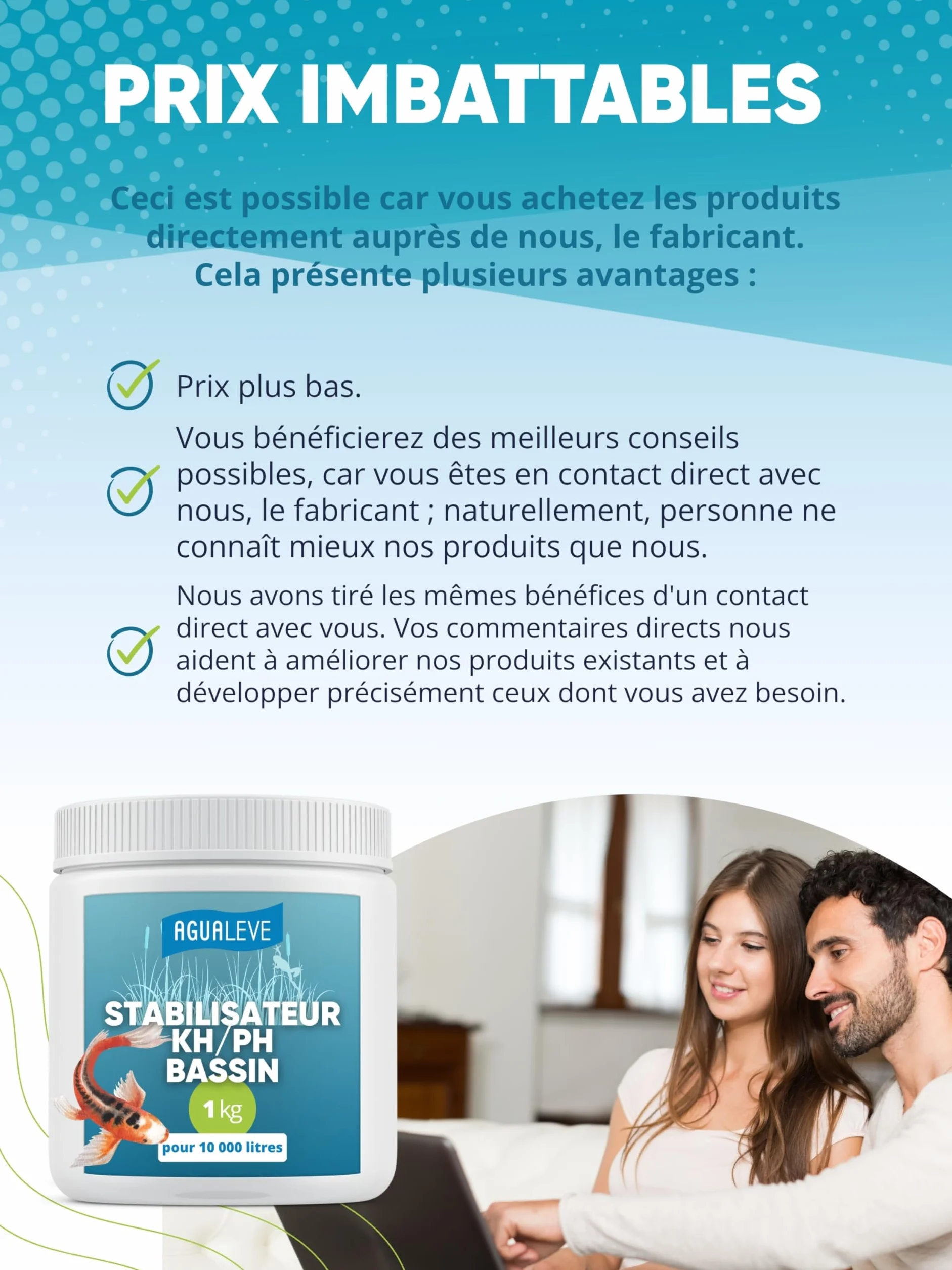 AGUALEVE® Teichvital 1,0 kg | Revitalisant pour étangs à poissons | Microgranules BIO3 | Fabriqué en Allemagne | Pour 25 000 l