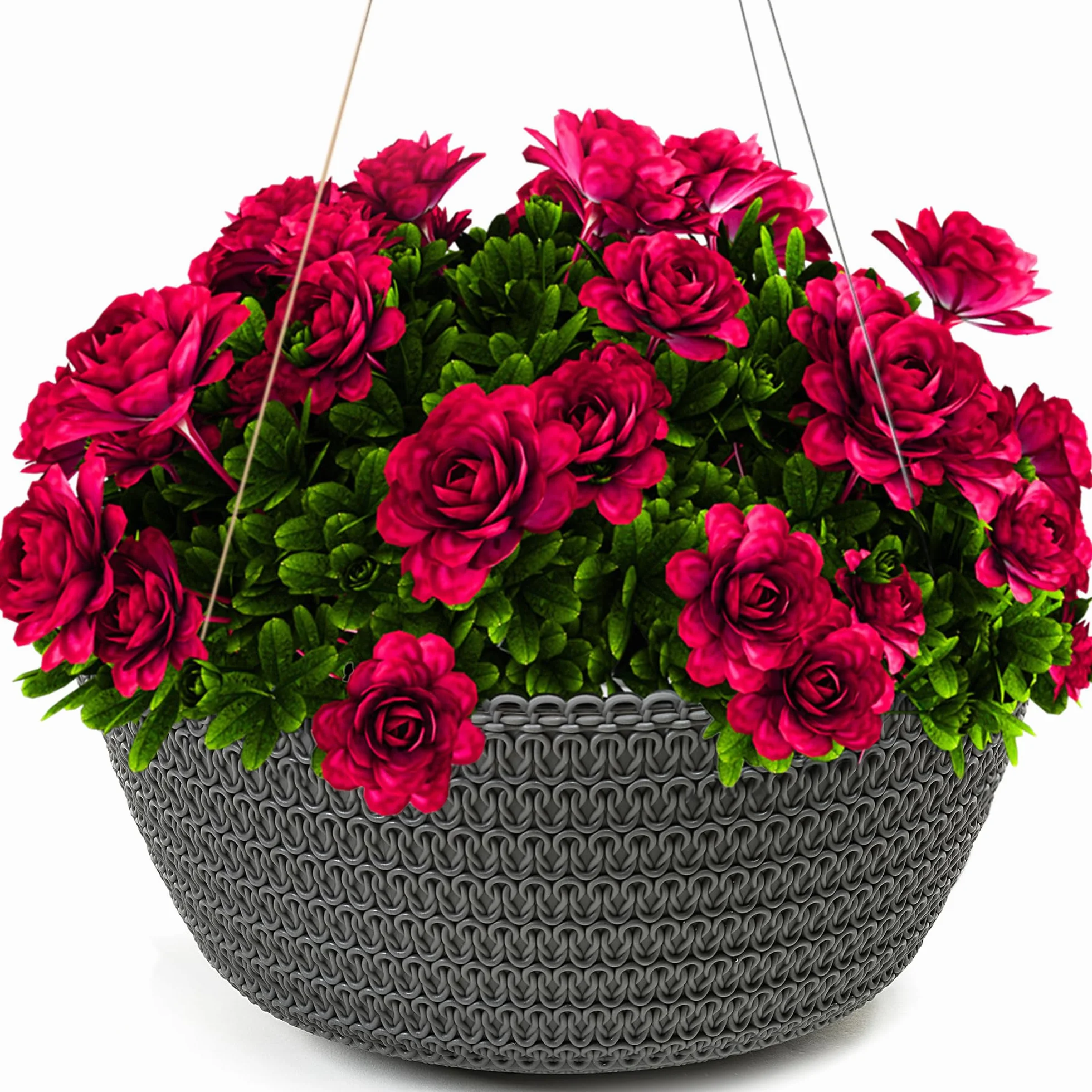 KONZEPT Pot de fleurs suspendu 30 cm Anthracite Motif tressé