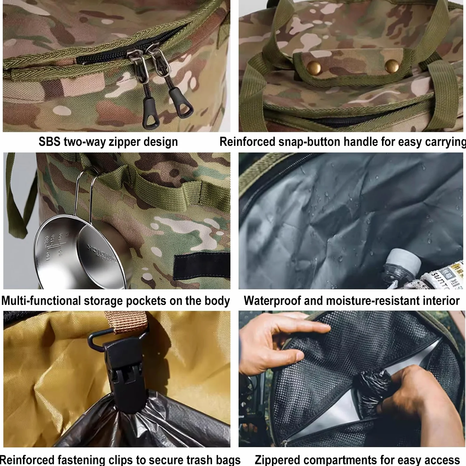 Sac à DéChets de Jardin,Poubelle de Camping,Grand Sac Pliable et Robuste avec PoignéEs,Poubelle RéUtilisable pour Feuilles,Ordures,Jouets,IdéAl Pour Le Jardinage,La RandonnéE(Black Forest)