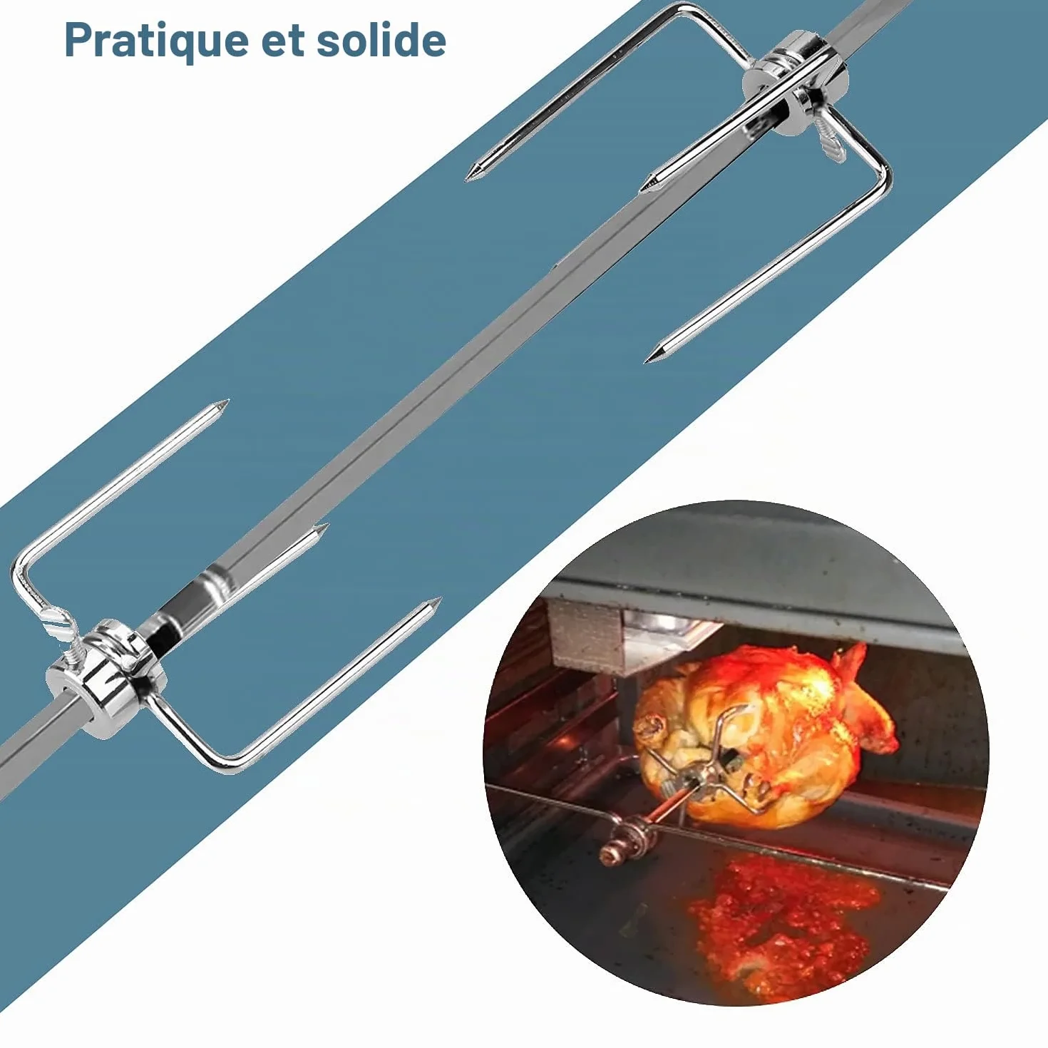 Fourche pour Broche de Four Diamètre 10mm avec Vis de Blocage et Couvercle de Protection Rouge