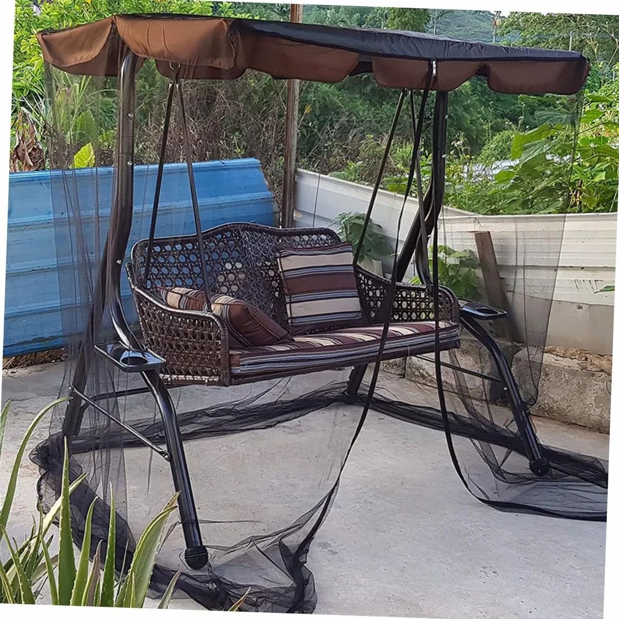 Yardenfun Filet de Hamac Suspendu Moustiquaire pour Extérieur Jardin, Double Grosse Taille Fermeture Éclair, Maille Résistante Légère et Respirante, Filet pour Terrasse et Camping
