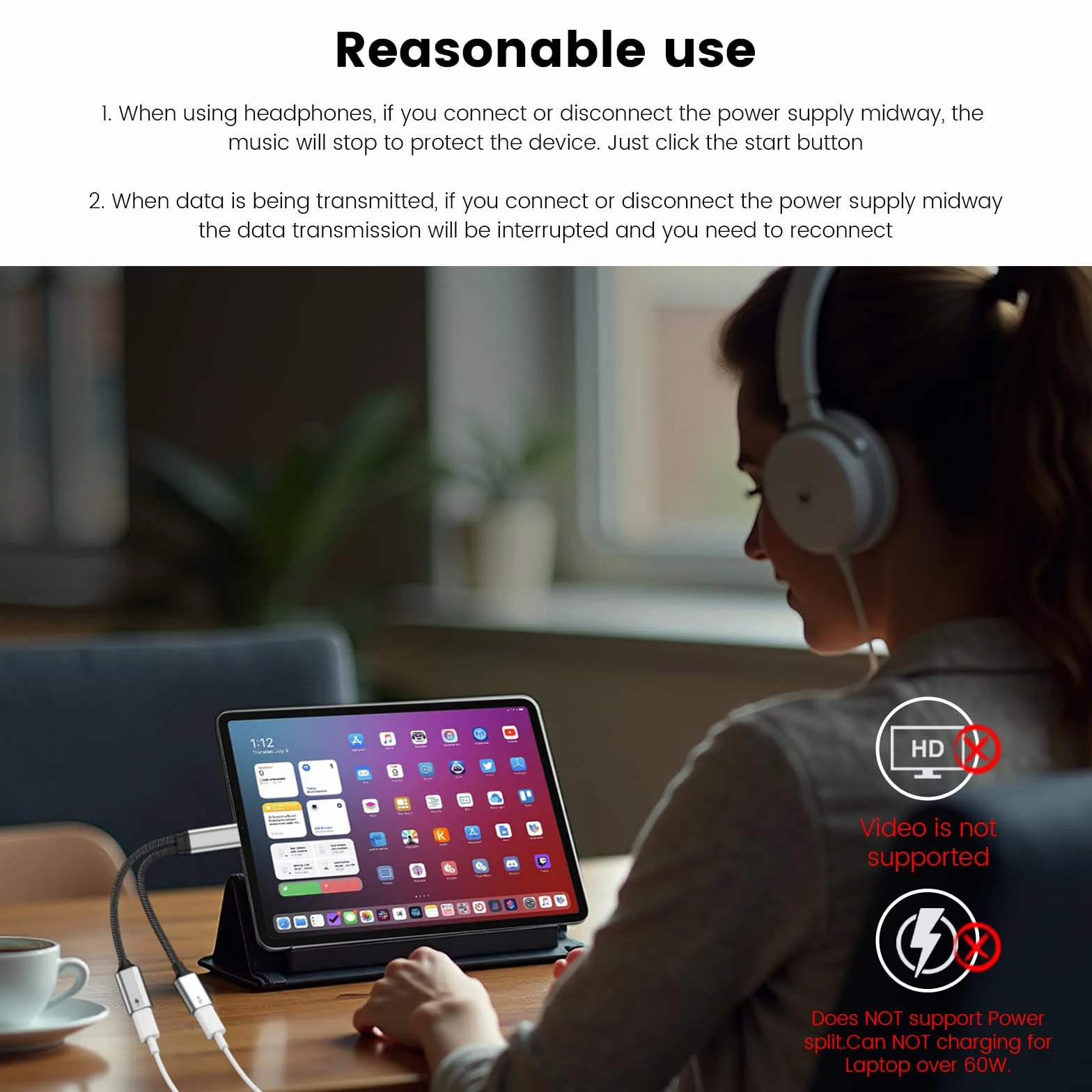 MOGOOD Câble Répartiteur USB C 60W 2 en 1, Adaptateur USB C vers 2 Type C Femelle pour Macbook Air, Samsung Galaxy, Pixel