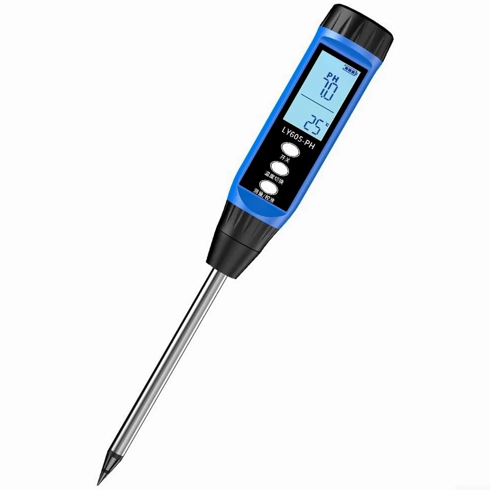 Testeur numérique de pH du sol, capteur d'humidité de haute précision pour jardin et ferme, écran LCD testeur avec compensation de température, outil de mesure rapide pour l'agriculture (605)