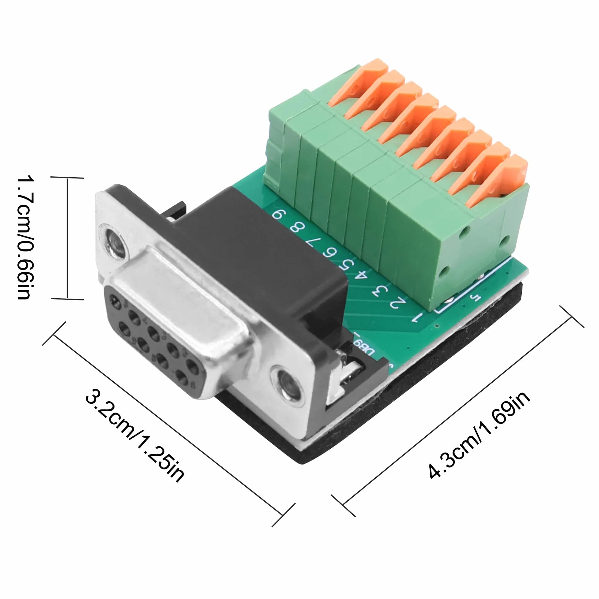 Adaptateur DB9 sans soudure RS232 D-SUB femelle vers connecteur à ressort 9 broches