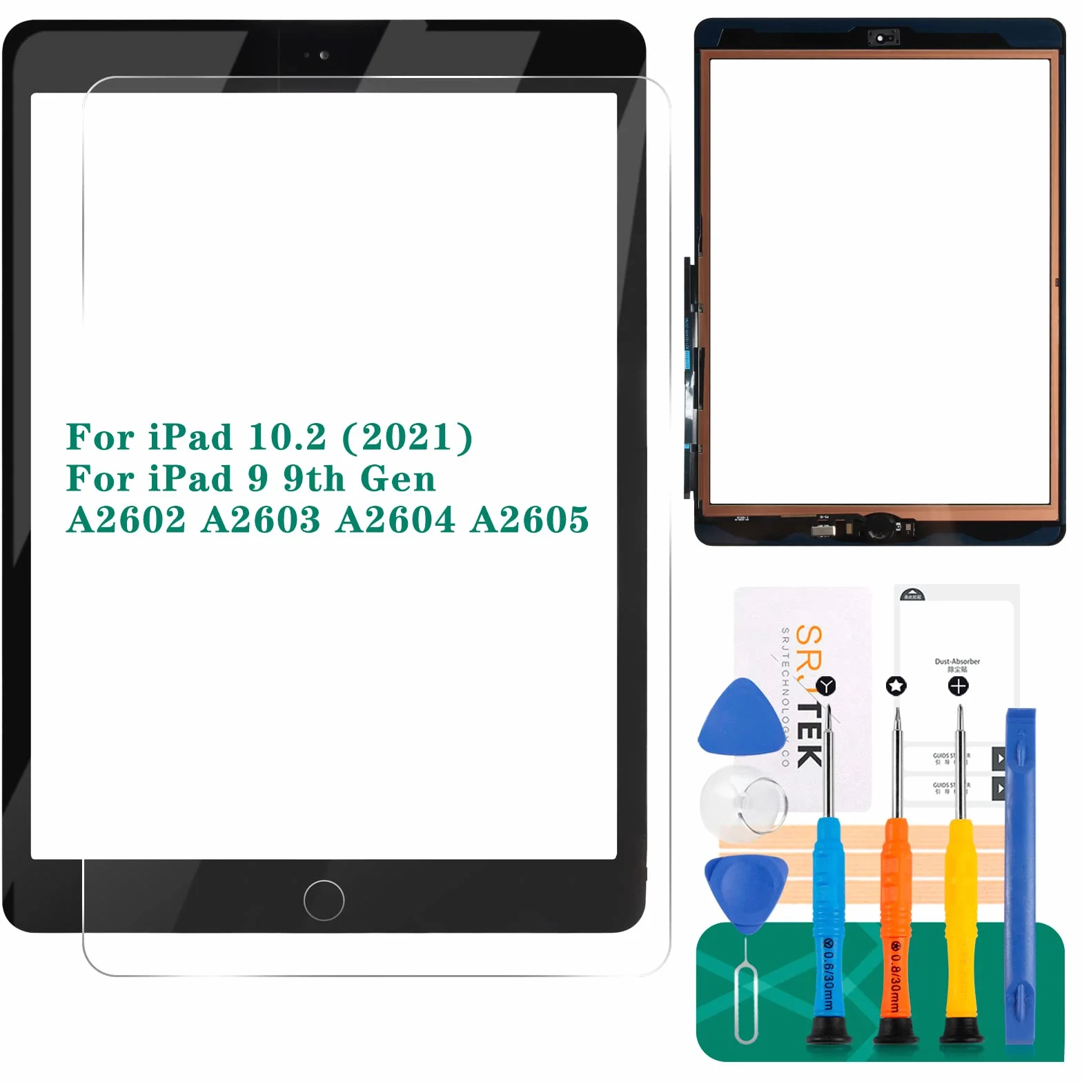 Écran tactile iPad 9ème génération A2602 remplacement 10.2 2021 noir