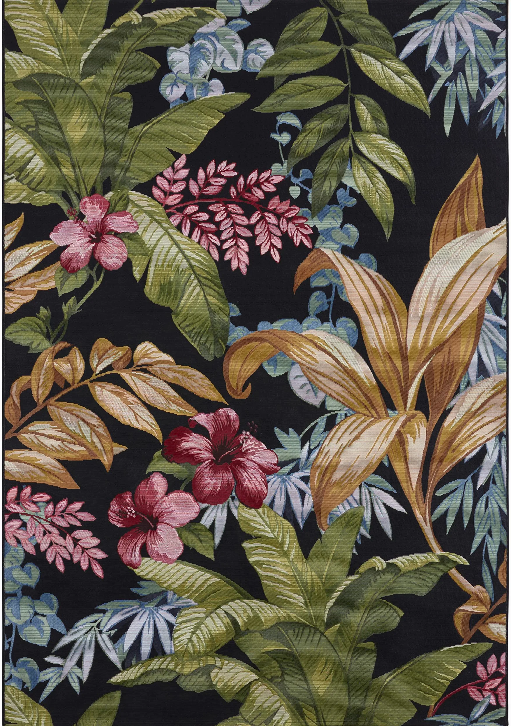 HANSE Home Tropical Flowers - Tapis d'intérieur et d'extérieur - Tissage Plat - Design Floral - Certifié Öko-Tex - Résistant aux intempéries et aux UV - pour Balcon, terrasse, Jardin - Multicolore -