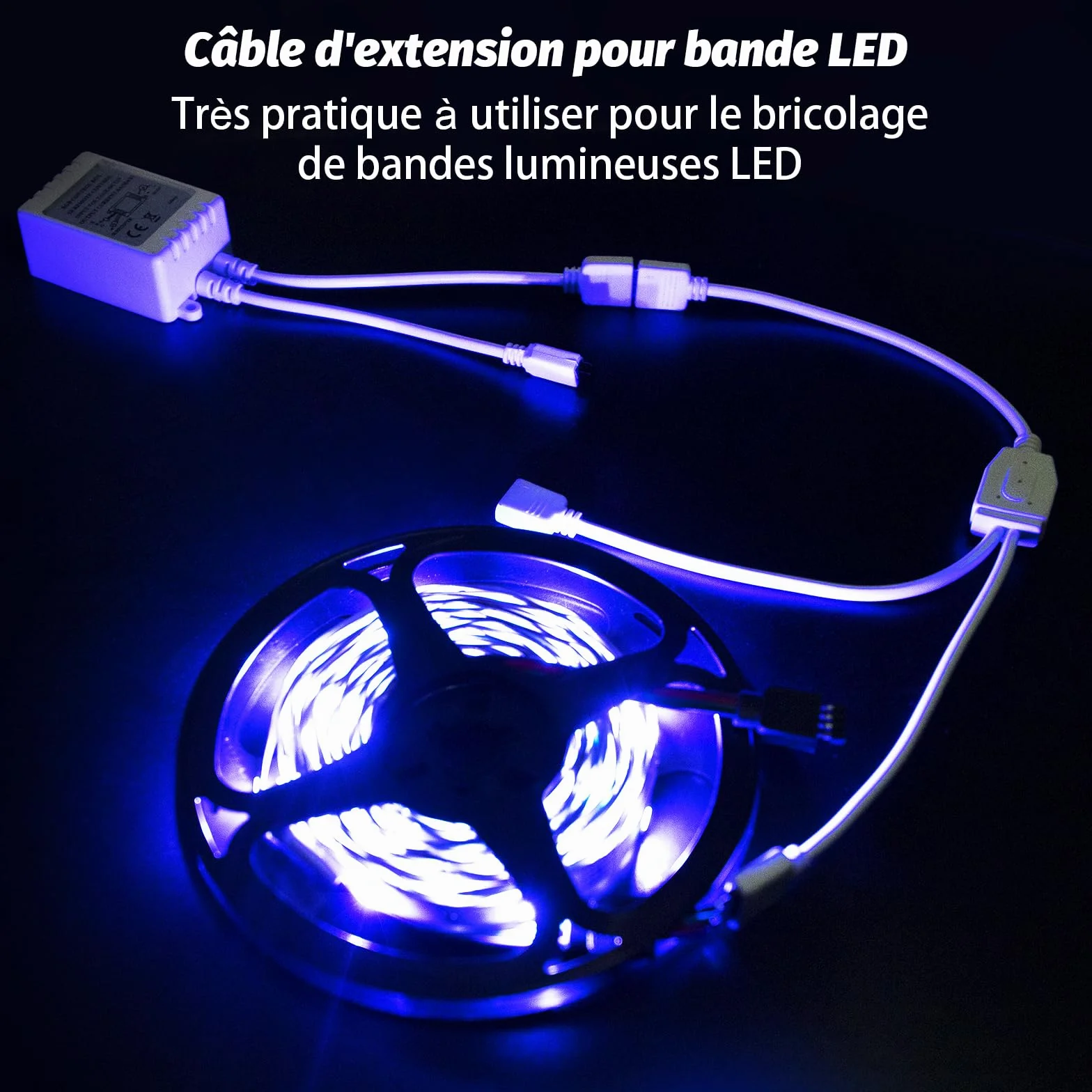 REDTRON Kit de connecteurs pour ruban LED 4 Broches Diviseur 1 à 2 Câble Accessoires DIY 5050 3528 2835