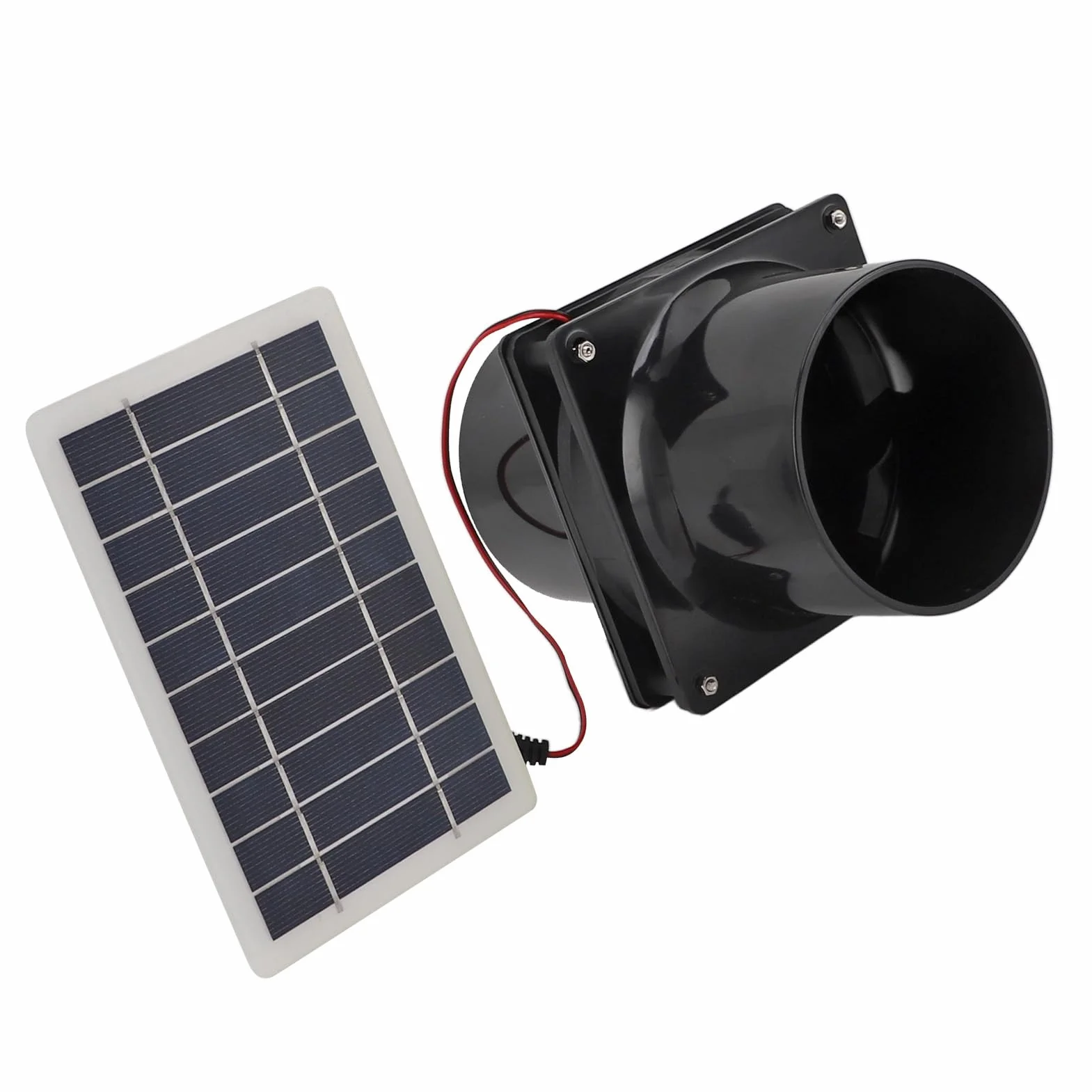 Jeanoko Ventilateur D'extraction Solaire 10 W 12 V pour Tuyau Rond avec Panneau Solaire ABS