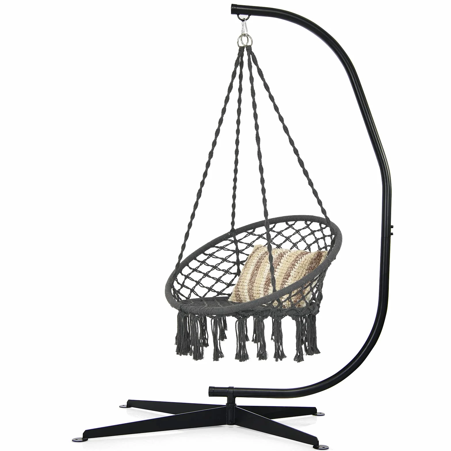 GIANTEX Fauteuil Suspendu Métallique 150 kg 111 x 84 x 207 cm Noir