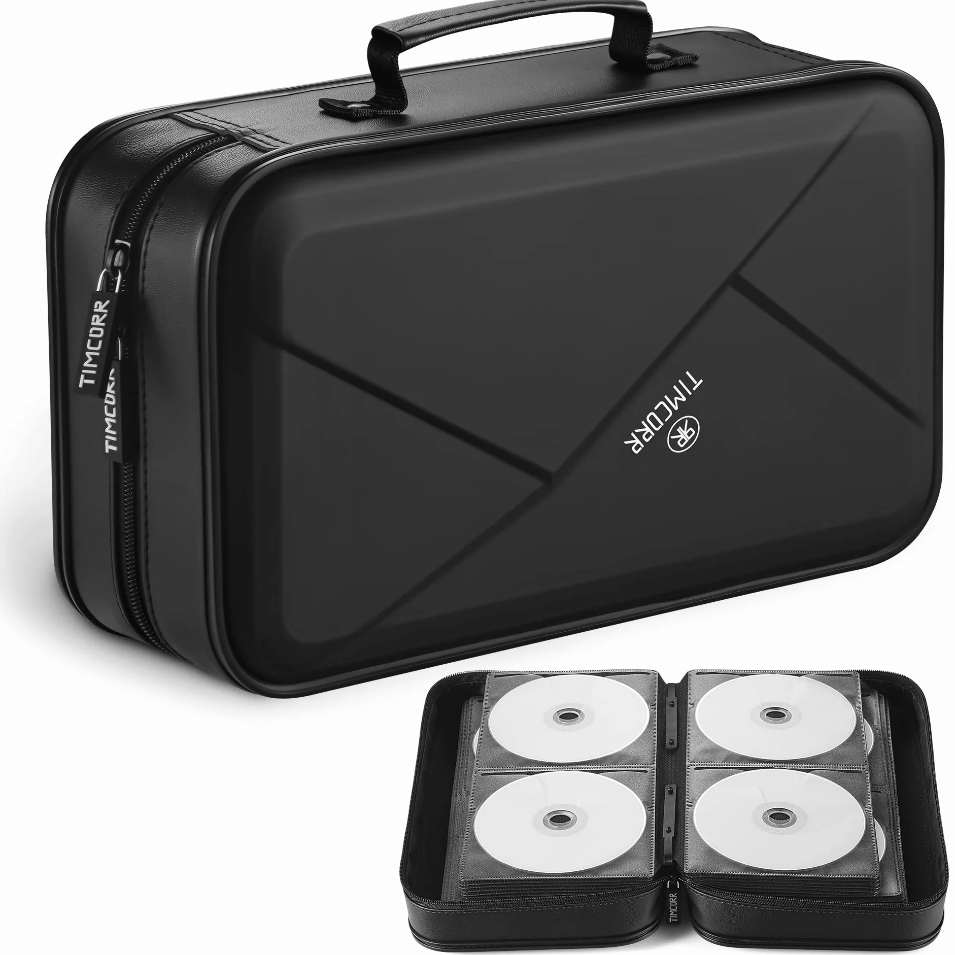 Étui de rangement pour CD et DVD 144 boîtiers capacité portable classeur protection plastique Noir