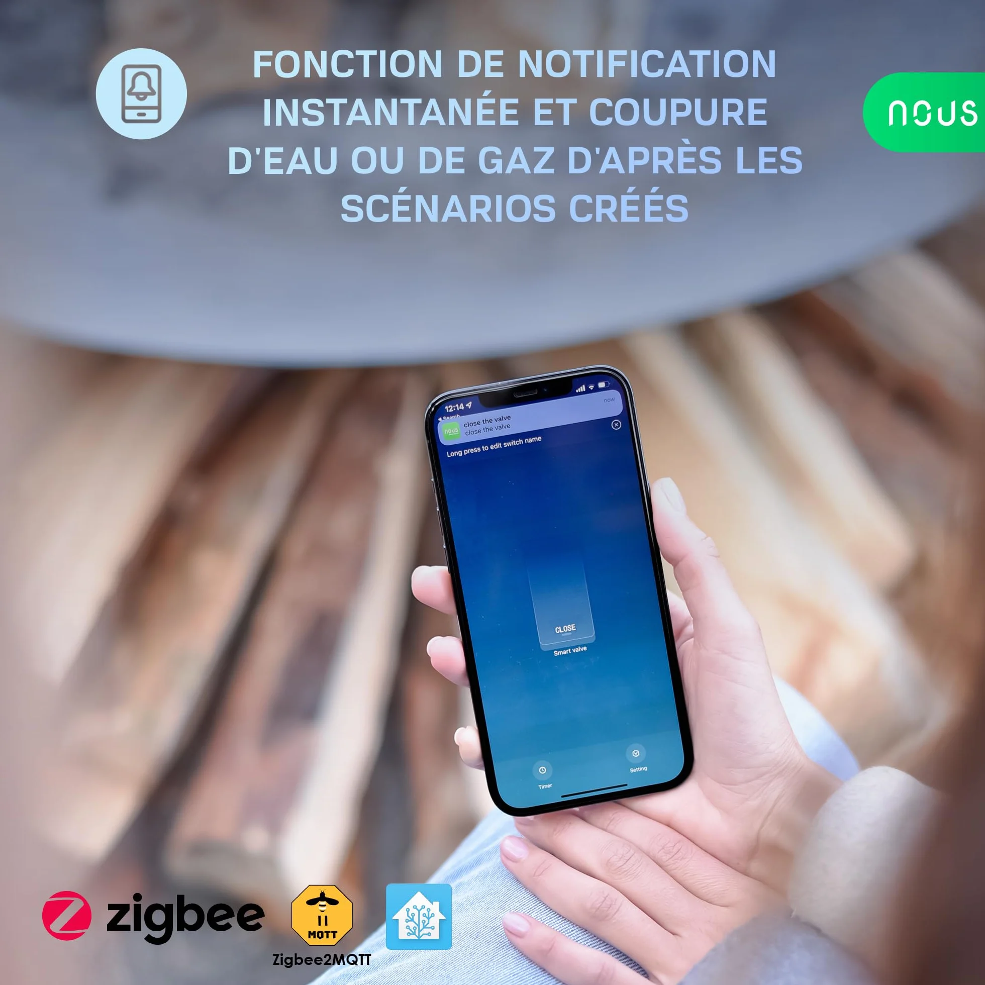 NOUS LZ3 Vanne d'eau ZigBee Compatible Google Assistant Alexa Tuya Smart Life Programmateur Irrigation