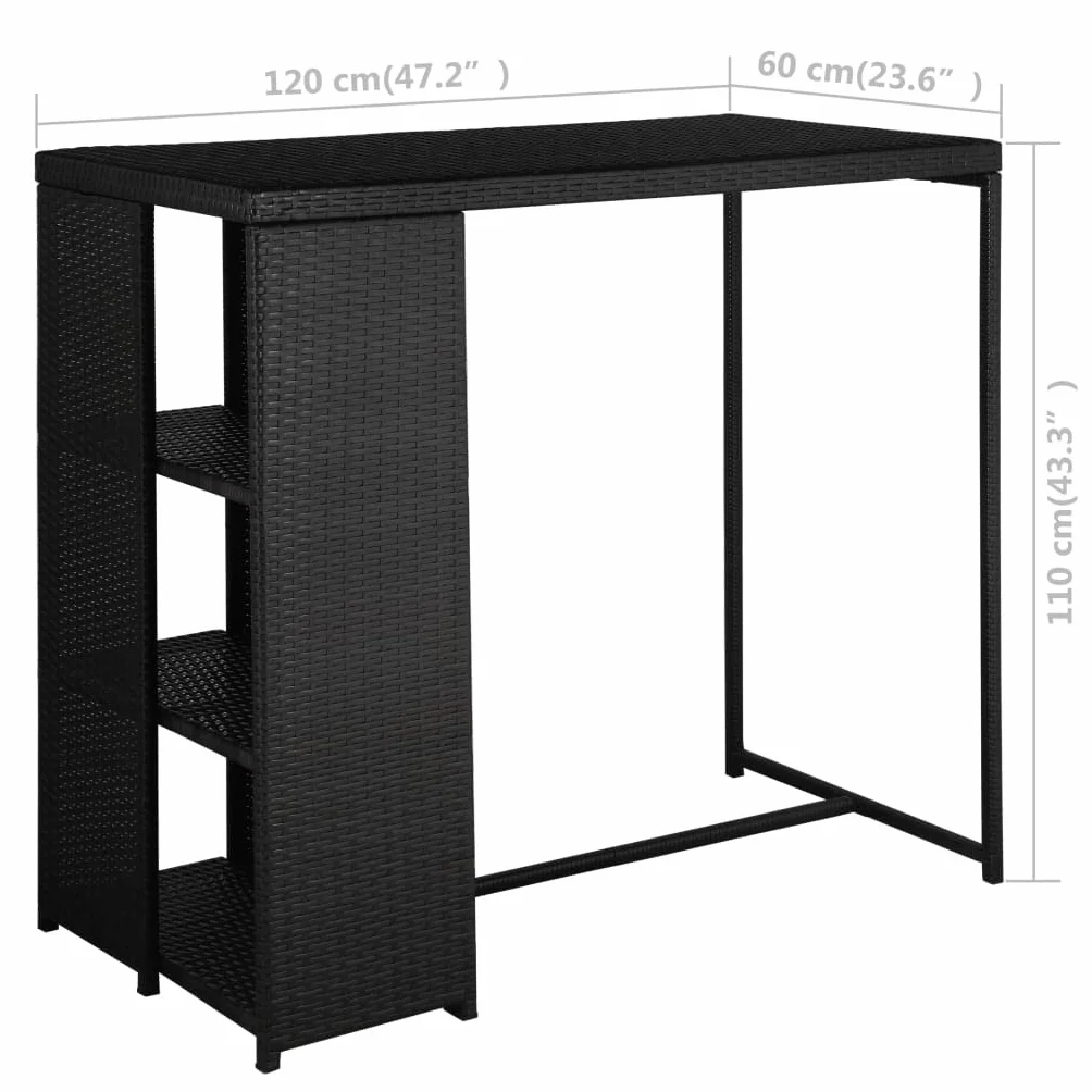 Ensemble de Bar de Jardin Noir Résine Tressée 5 Pièces avec Coussins