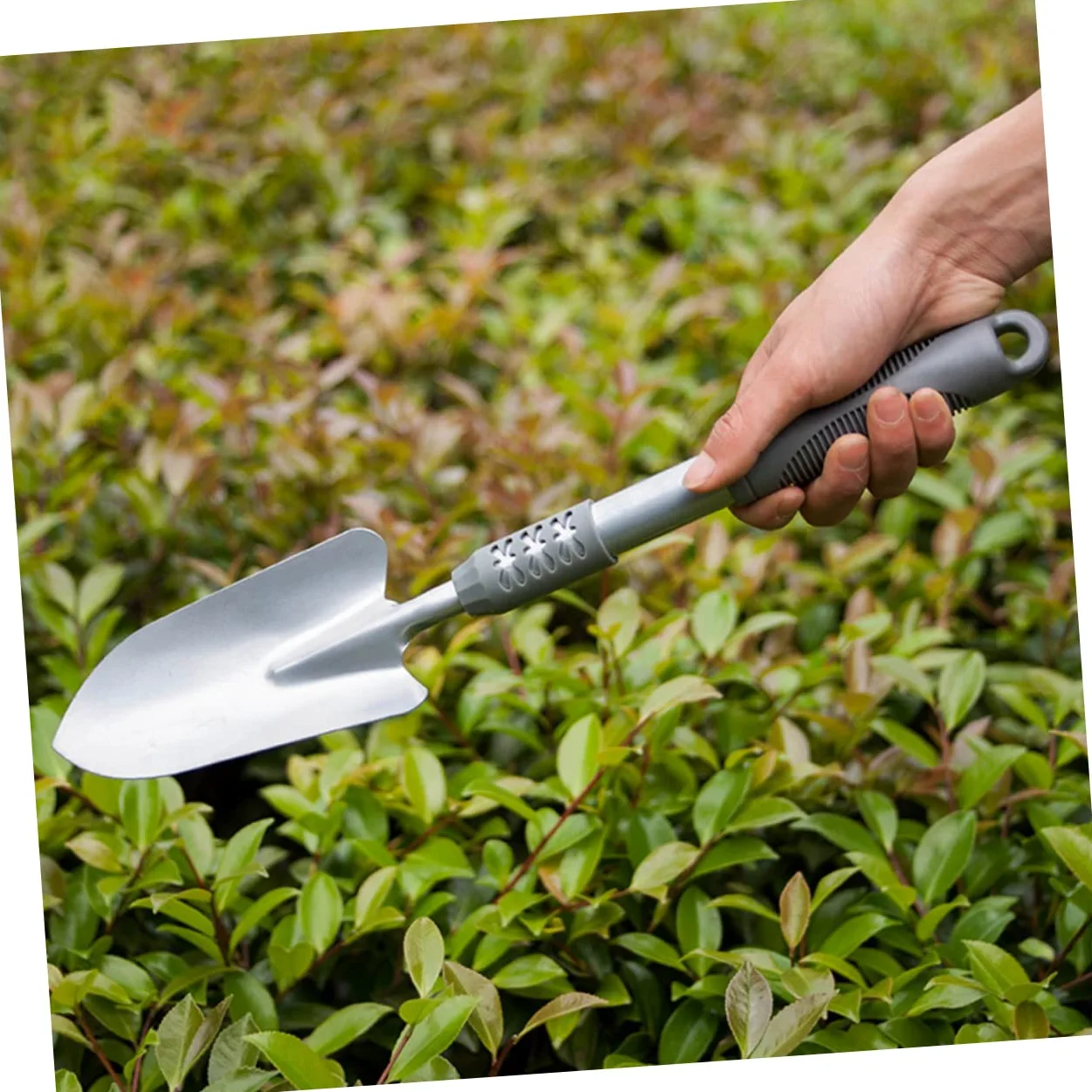 TOYANDONA Kit Outils Jardinage Maison 3 Pièces, Pelle de Jardin en Acier et PVC, pour Planter, Bêcher et Transplanter, Prise Confortable, Argenté