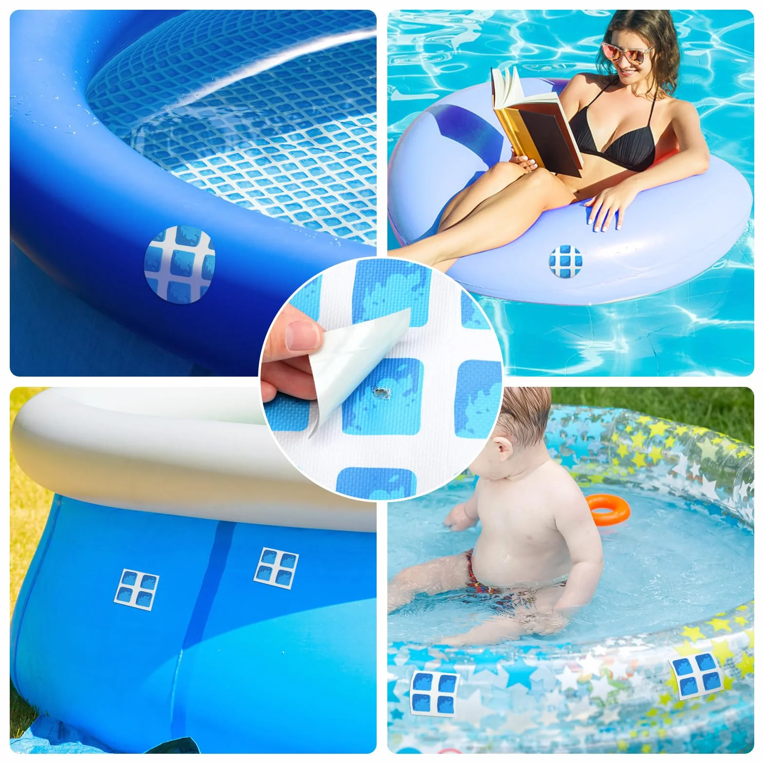 Lot de 12 patchs de réparation en vinyle pour piscine creusée