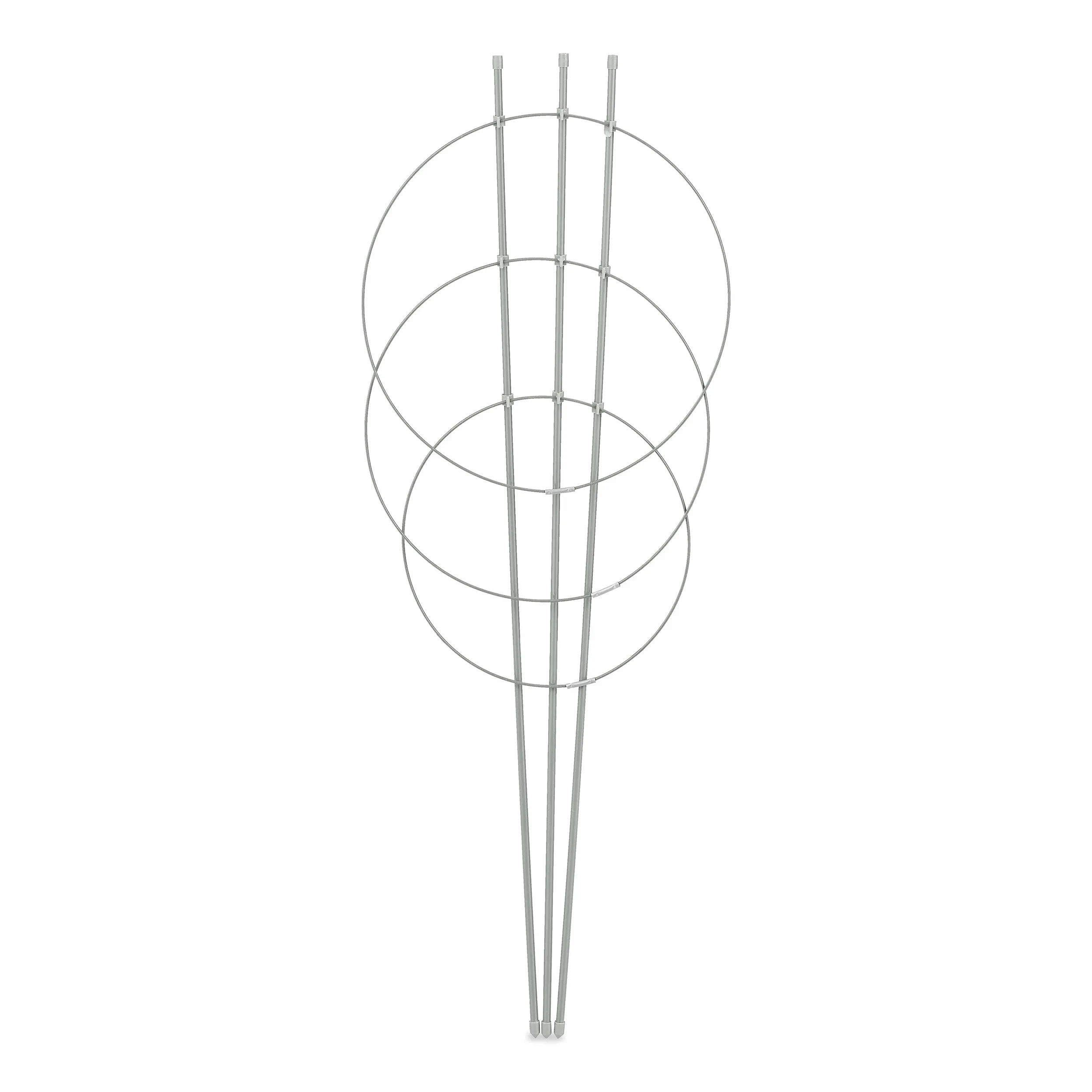 Relaxdays Tuteur à tomates en Lot de 6, métal et Plastique, Hauteur : 76 cm, 3 Anneaux réglables, pour Plantes, Gris
