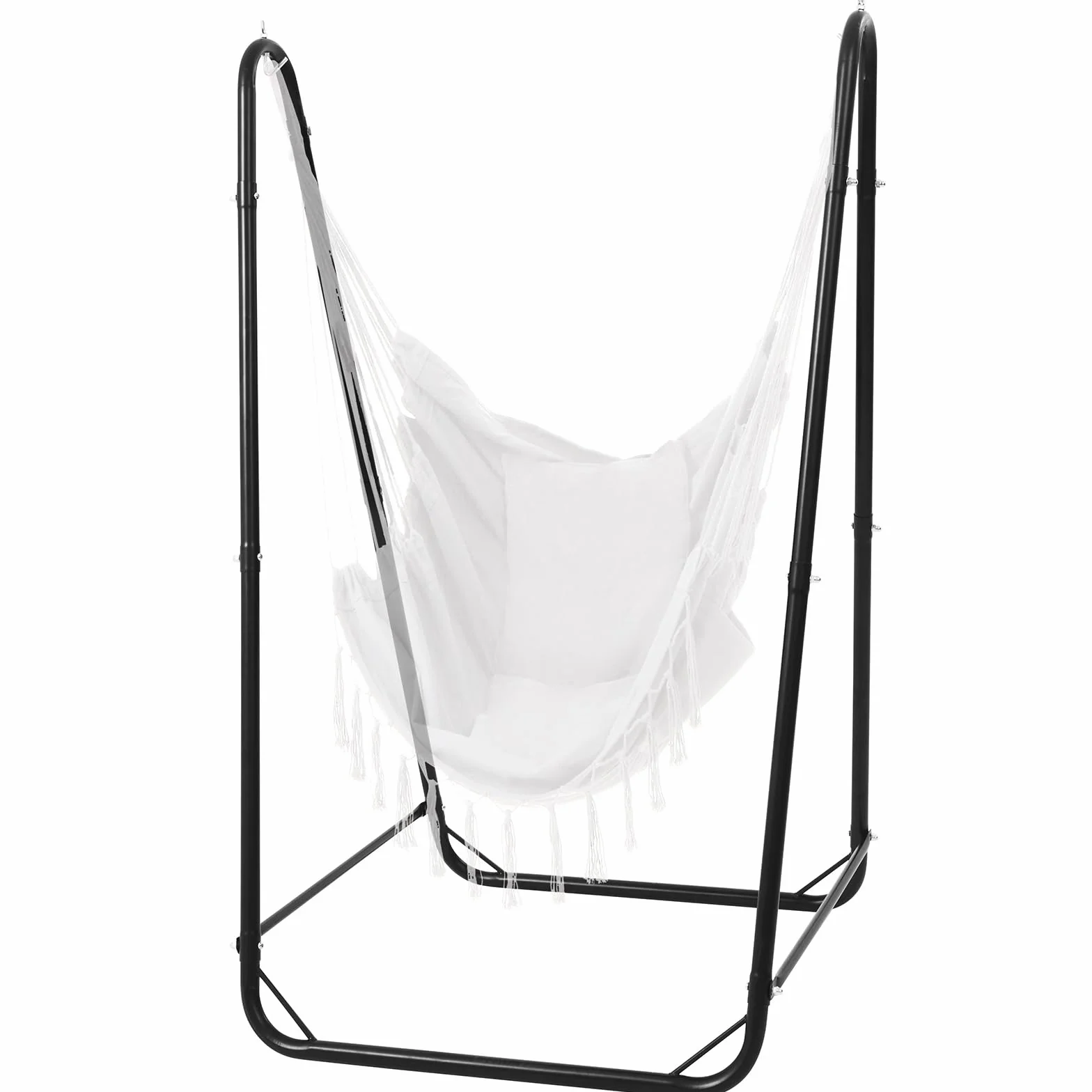Support de Chaise Suspendue en U pour Hamacs, Acier Robuste, Capacité 100 kg, Noir