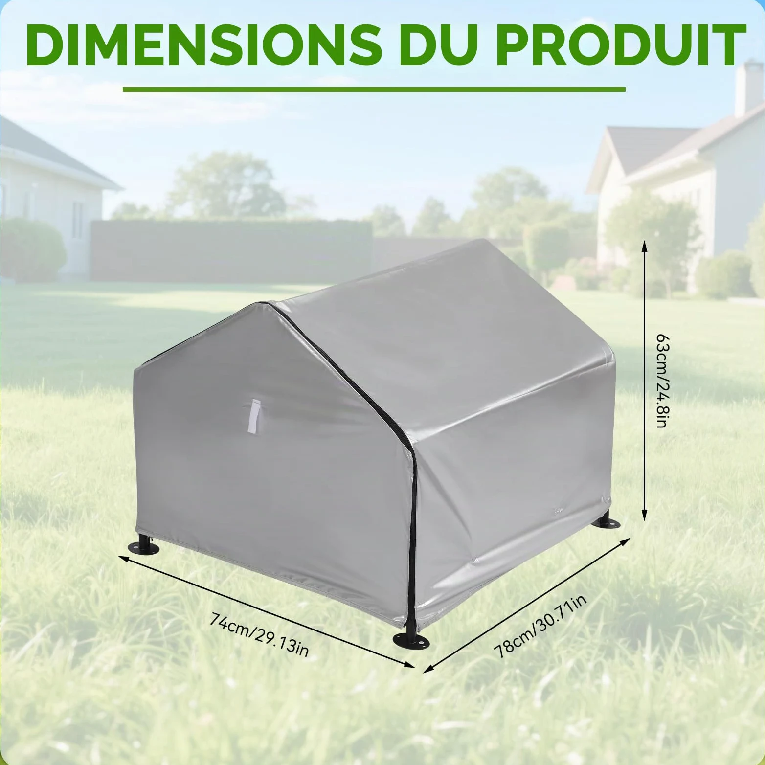 Garage pour robot tondeuse, tondeuse à gazon, auvent avec protection UV et résistant aux intempéries, garage, chambre pour animaux de compagnie, 78 × 74 × 63 cm