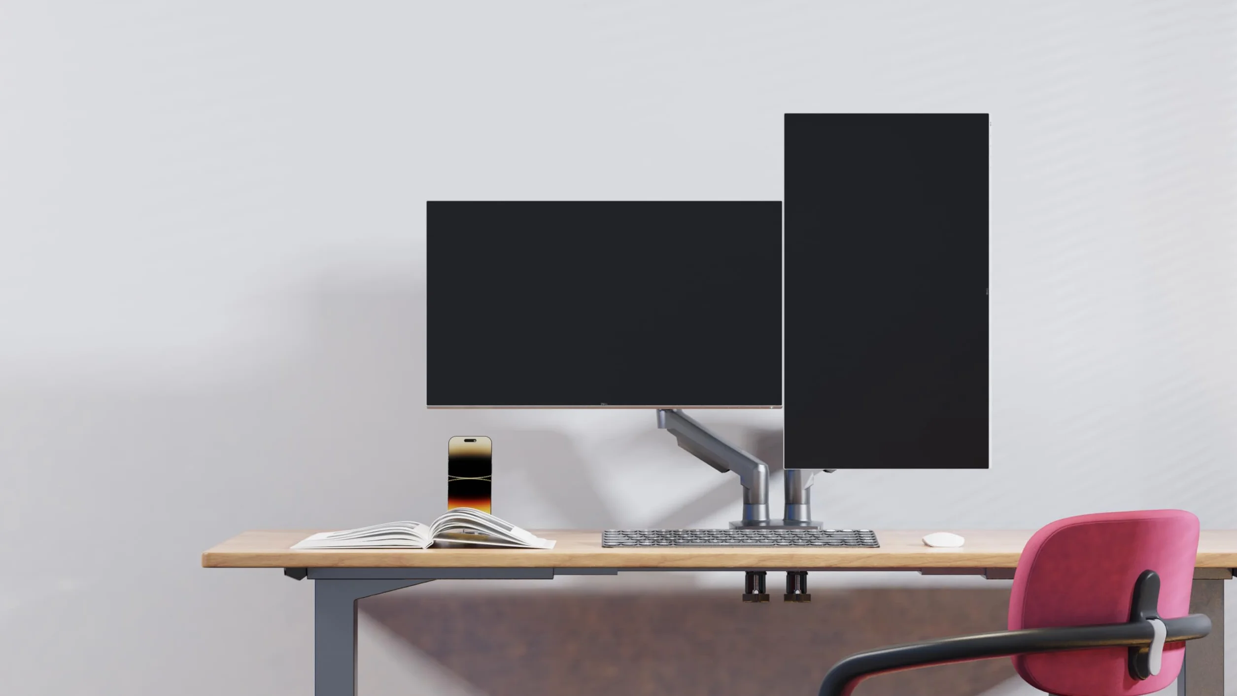 Support de Bureau pour 2 écrans PC LCD LED 17"-27" réglage Plusieurs Axes Pivot Ressort à gaz 2x9 kg