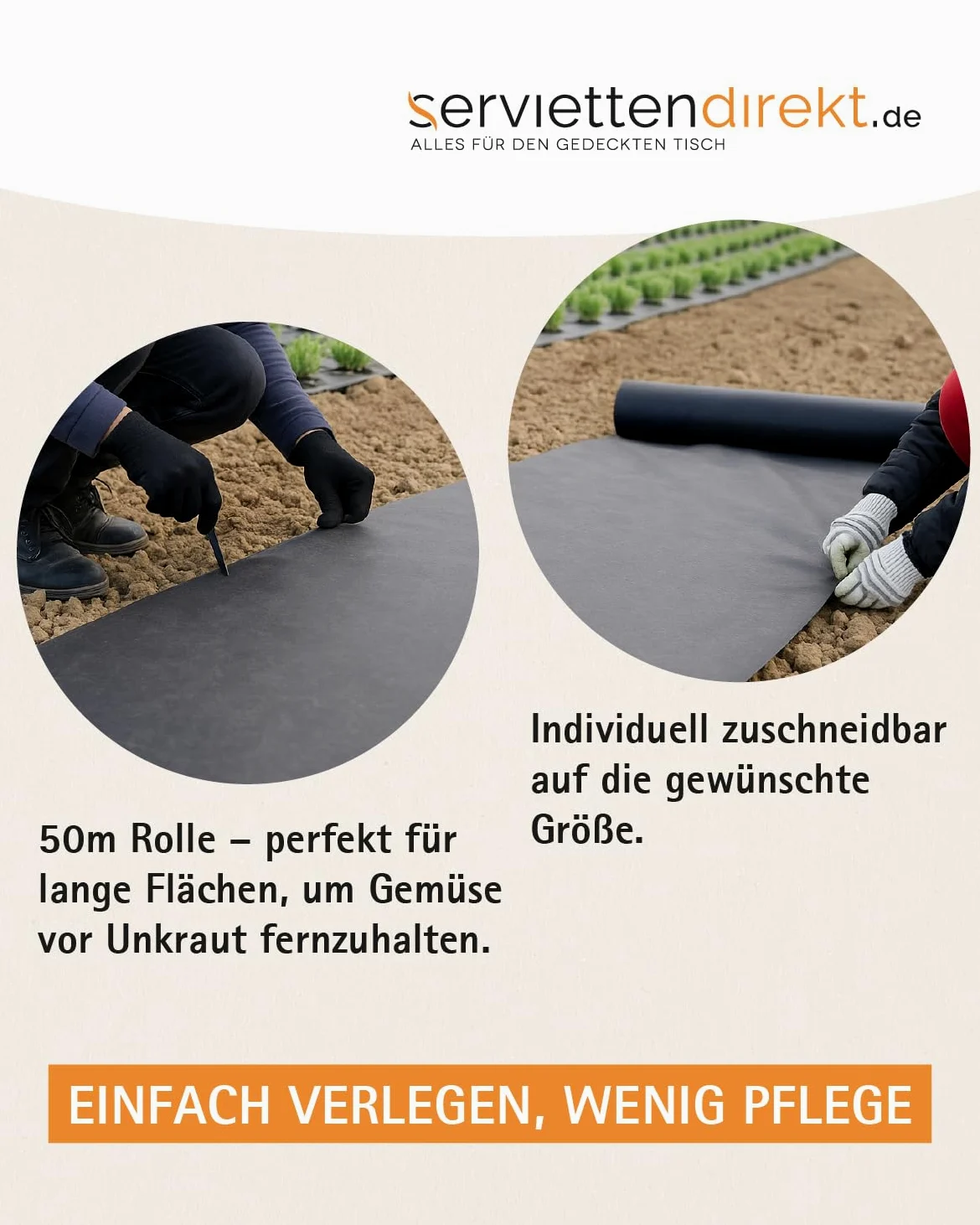 Toile de paillage de jardin en rouleau de 1 m x 50 m en polypropylène non-tissé 50 g en noir pour jardin perméable à l'eau