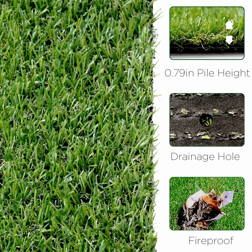 LITA Gazon artificiel synthétique Premium 20 mm haute densité aspect naturel 1m x 5m