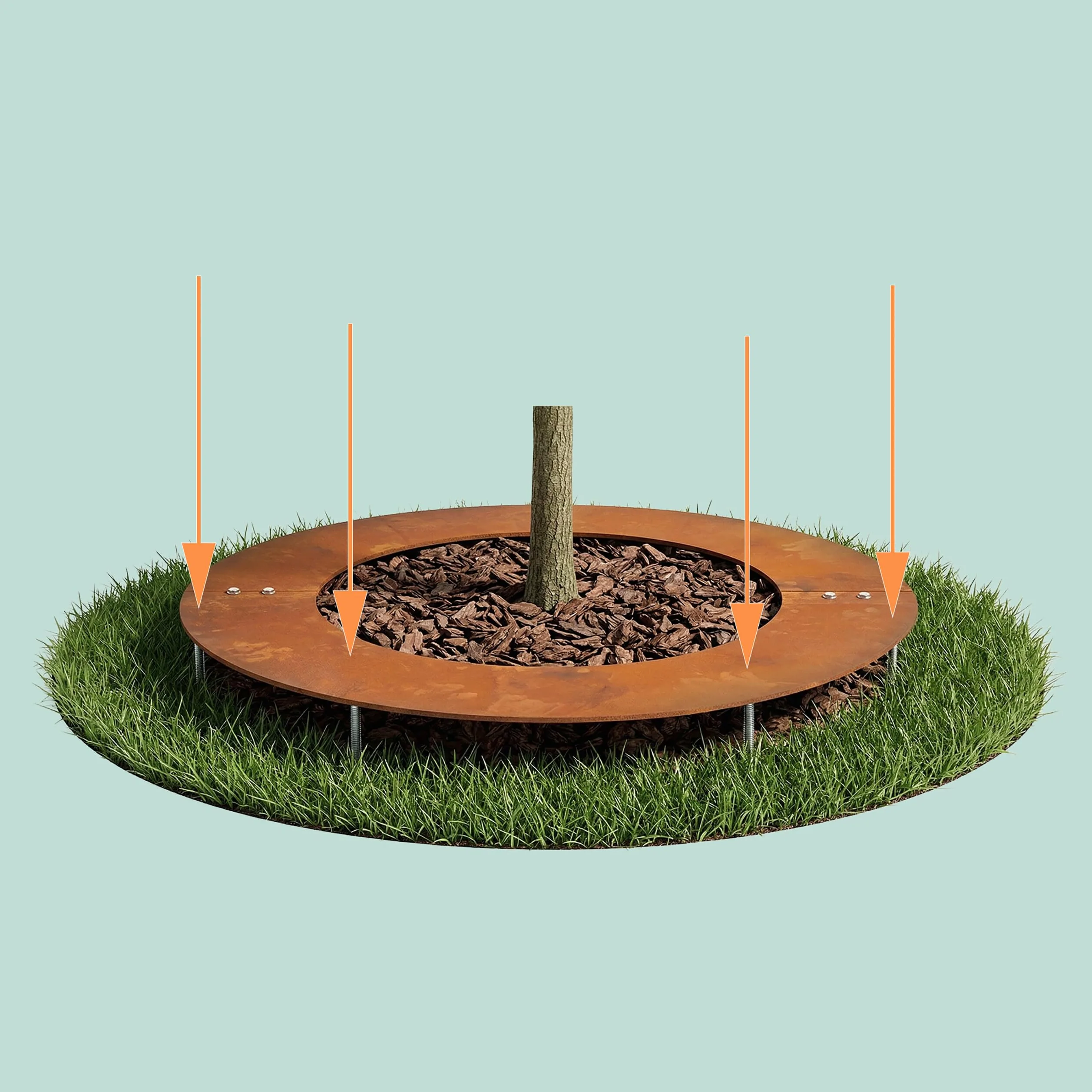Relaxdays Anneau pour Arbre Ø 50 cm, Bordure de pelouse pour Arbres & arbustes, Plantation en Acier Corten patiné, Brun