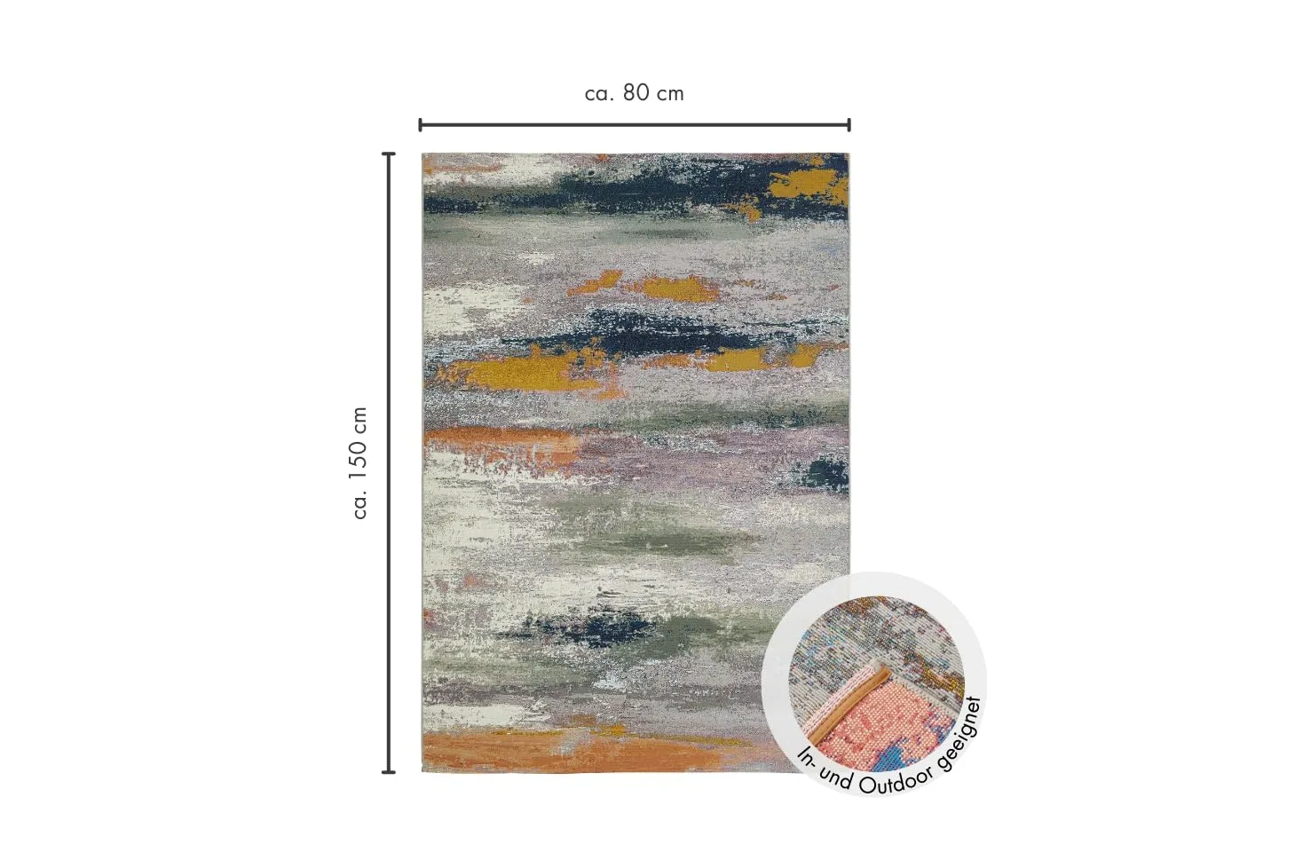 andiamo Portland Tapis d'extérieur résistant aux intempéries - Idéal pour Balcon, terrasse et Jardin - Antidérapant - Résistant aux UV - Facile d'entretien - Tapis d'extérieur pour l'extérieur - 80 x