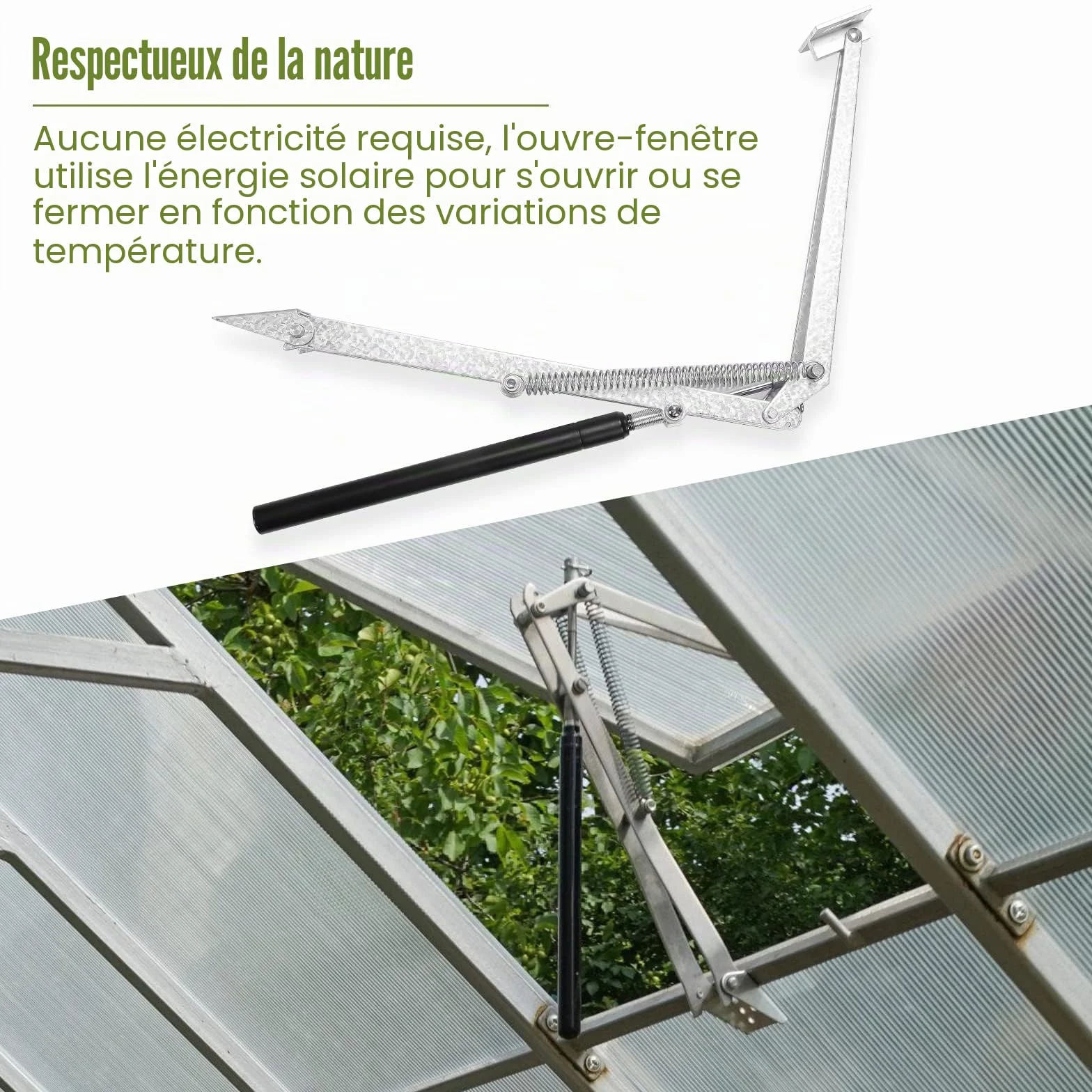Ouvre-fenêtre automatique pour serre 14 kg 45 cm