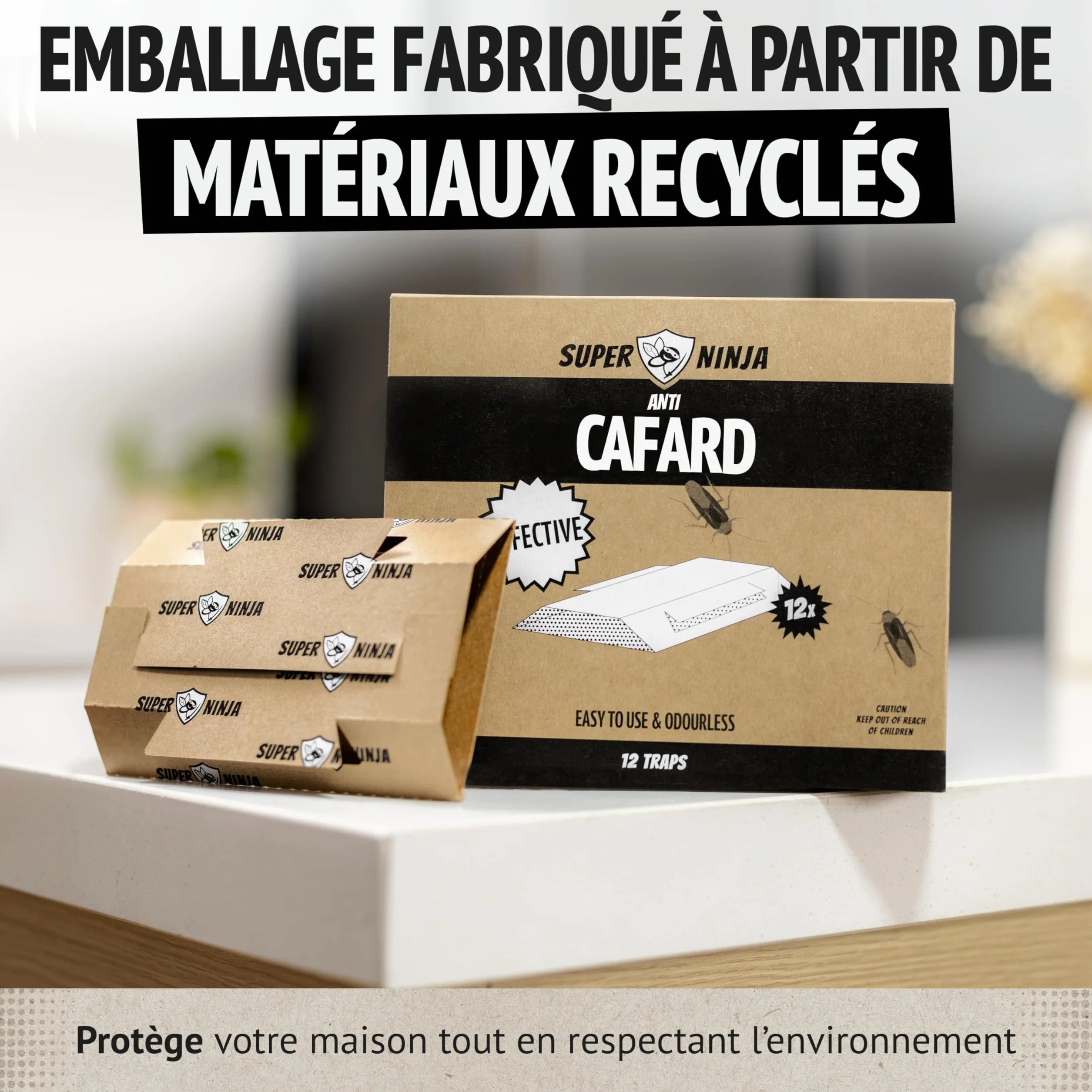 Pièges Cafards Super Ninja 12 Pièges Collants Anti Cafard Non Toxique
