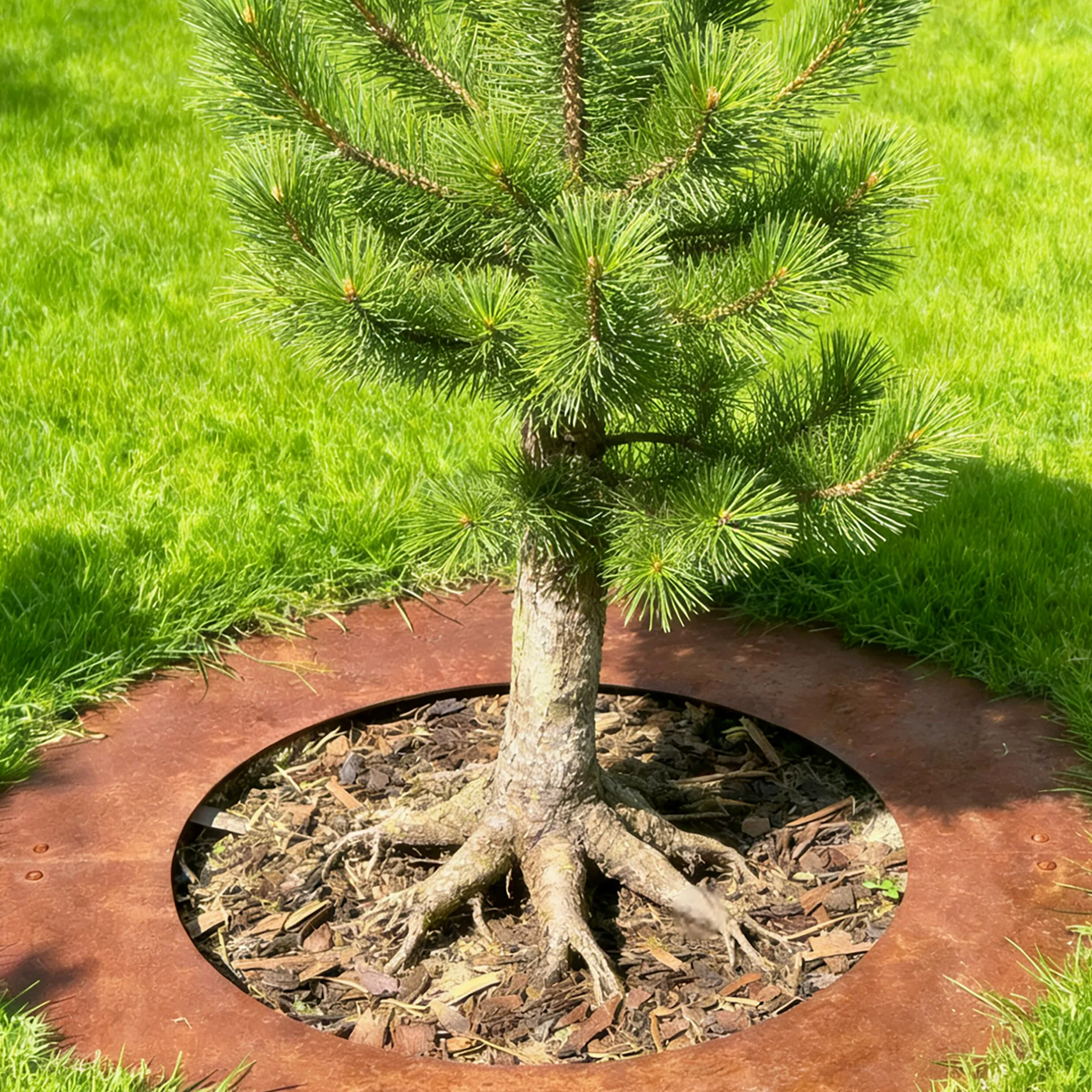 Relaxdays Anneau pour Arbre Ø 50 cm, Bordure de pelouse pour Arbres & arbustes, Plantation en Acier Corten patiné, Brun