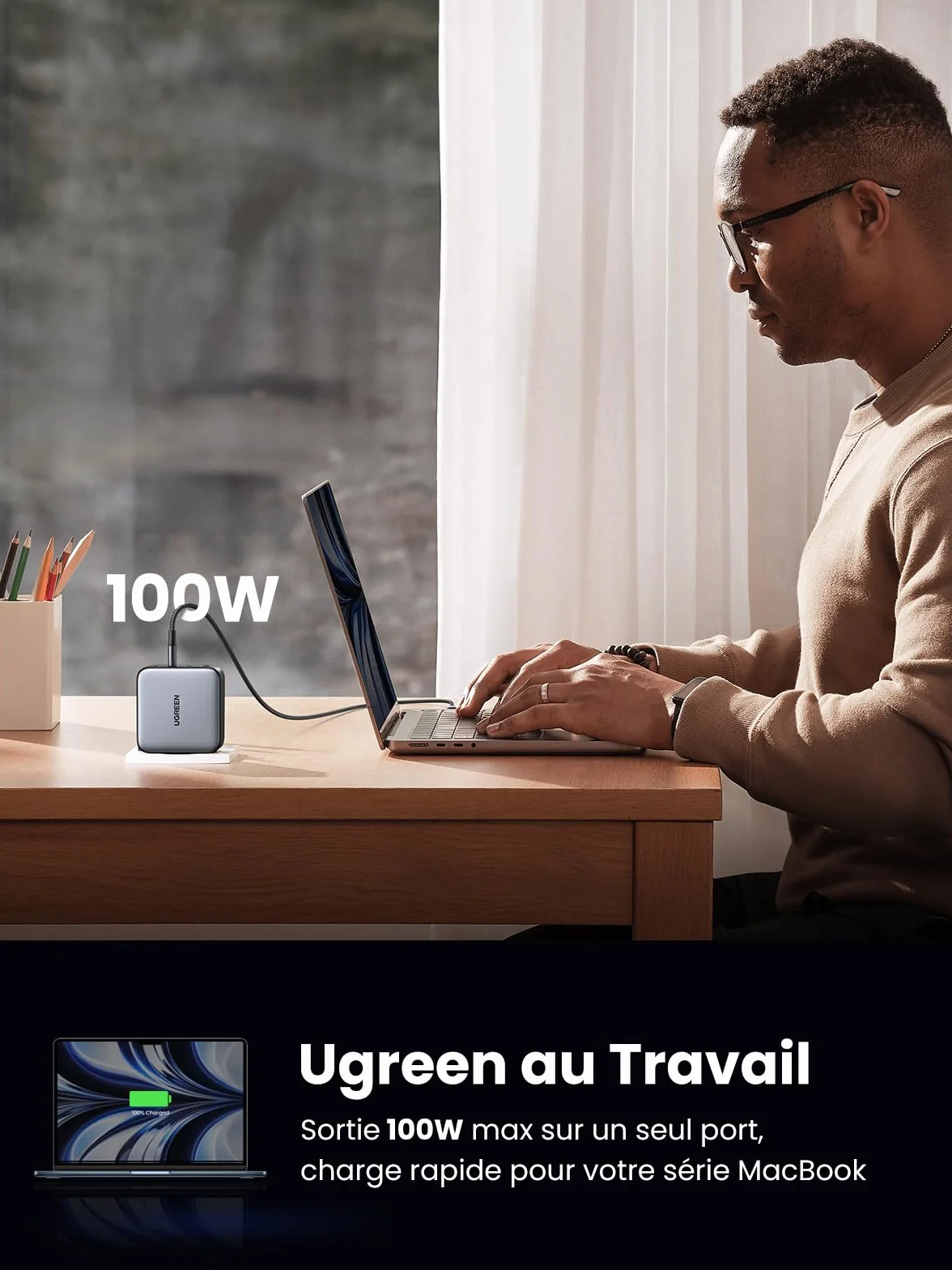 UGREEN Nexode 100W Chargeur USB C Rapide 4 Ports GaN Tech Compatible iPhone 17 Pro Max Air 16 15 14 13 12 Galaxy PPS 60W S26 S25 S24 Pixel 10 9 iPad MacBook