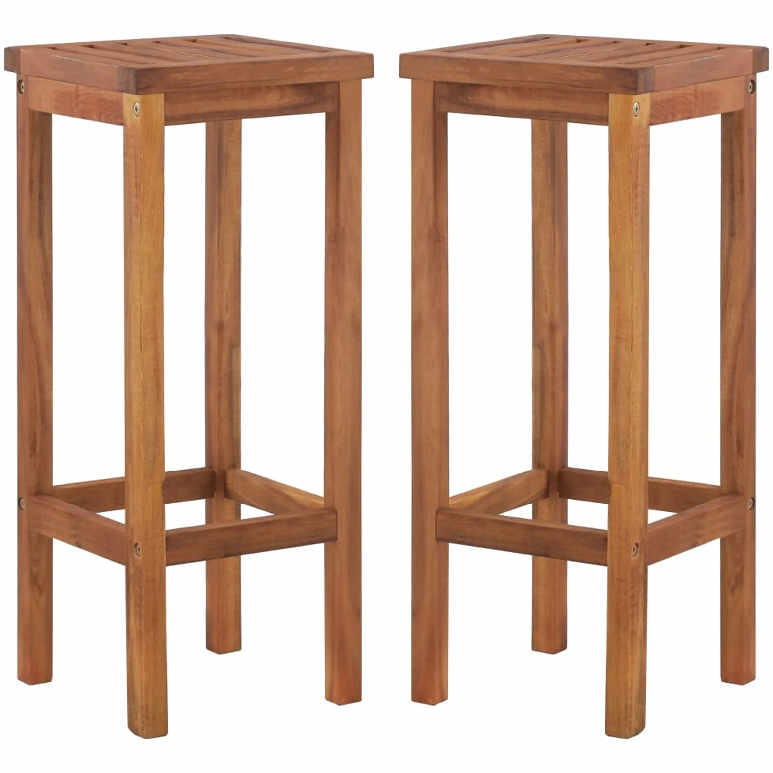Festnight Ensemble de Bar de Jardin Bois d'acacia, 7 pièces Table Bistrot 6 Tabourets avec Toit Fonctionnel