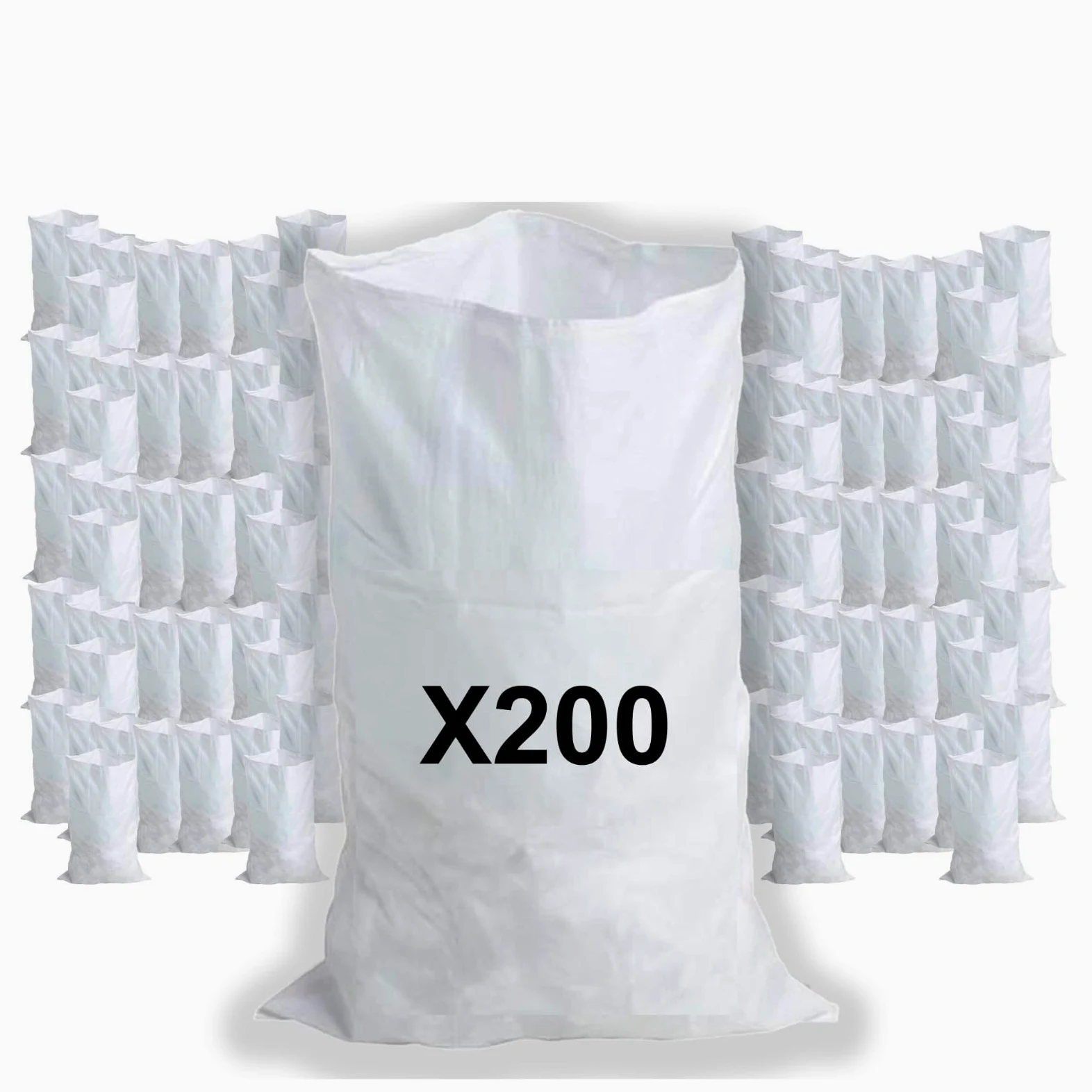 200 Sacs à Gravats, 55 x 95cm, 55kg, Résistant et Réutilisable, En polypropylène tissé blanc, Sable, Terre, Gravier, Jardinage, Chantier, Déchets de constructions