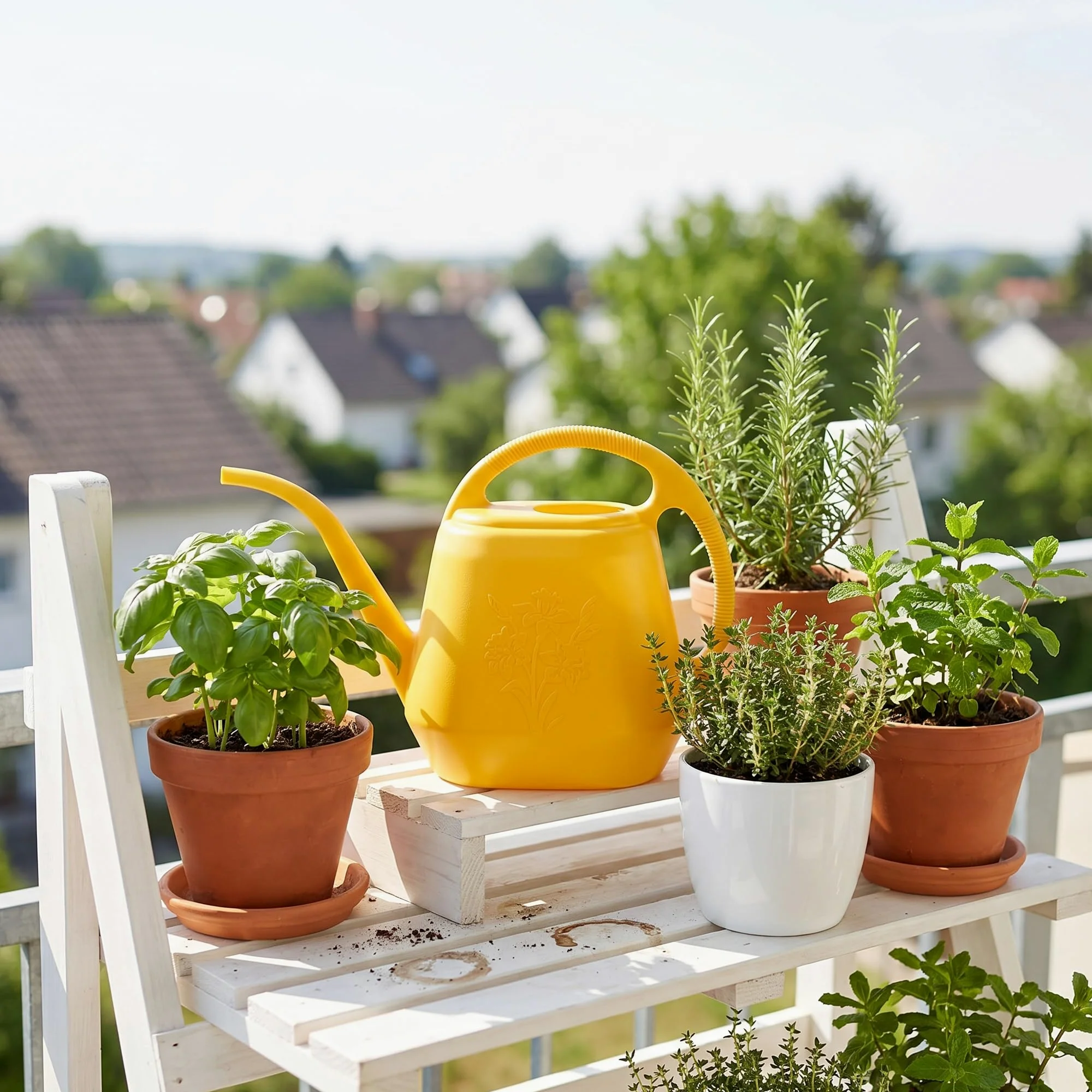 Fasmov Arrosoir en plastique de 3,8 l avec poignée confortable, arrosoir de jardin à long bec pour arroser les plantes, jaune