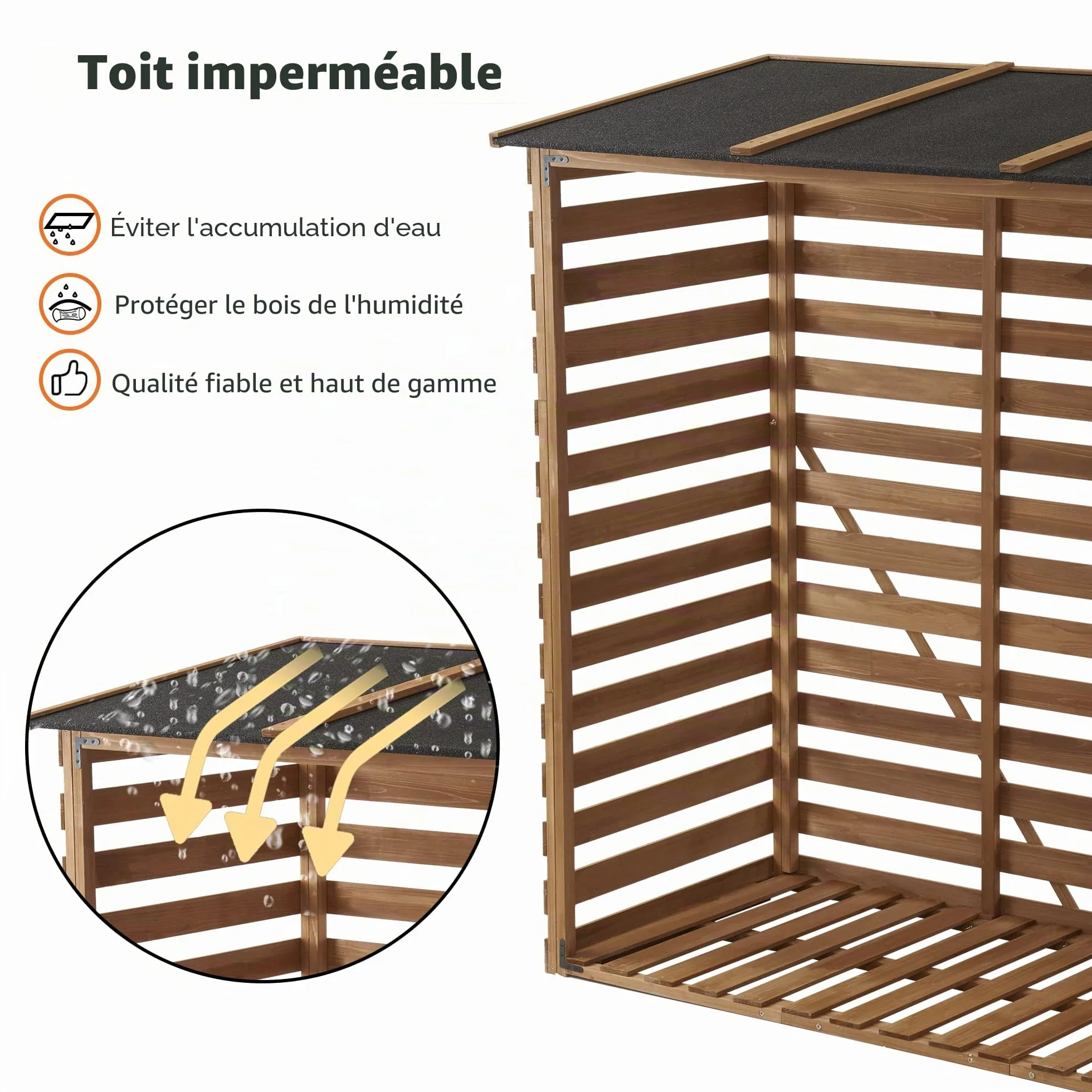 M MCombo Étagère à bois extérieure 90 × 185 × 186 CM avec couverture imperméable