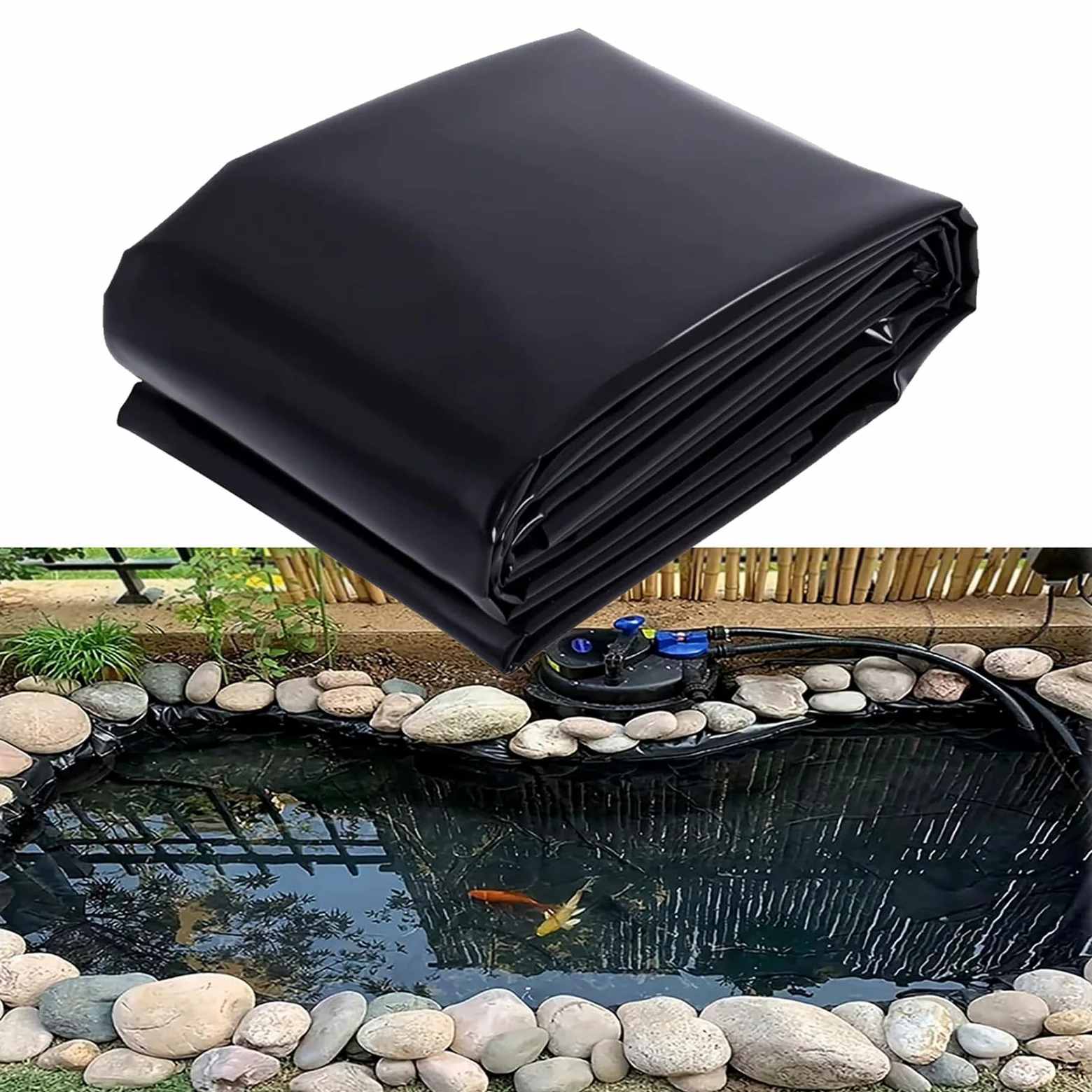 Bâche de Bassin en PEHD 10 x 11 m, Membrane Flexible et résistante pour Piscine de Jardin, Couverture indéchirable pour bassins, Jeux d'eau et fontaines, idéale pour Les Grands Jardins.