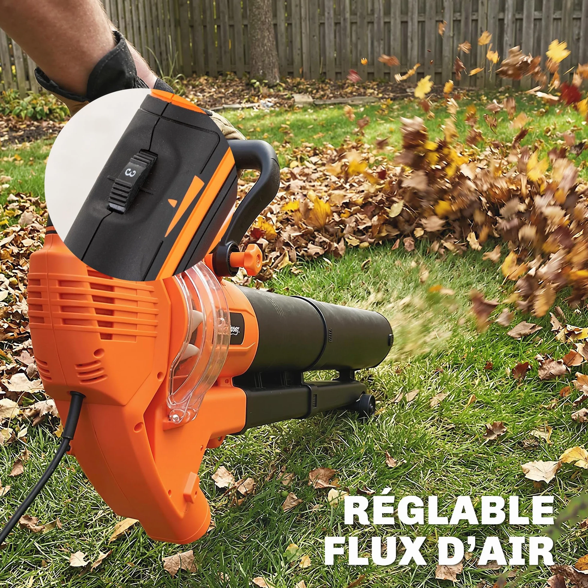 Outsunny Aspirateur-Souffleur de Feuilles Filaire 3000W 3-en-1 avec Fonction Broyage, Sac 40L