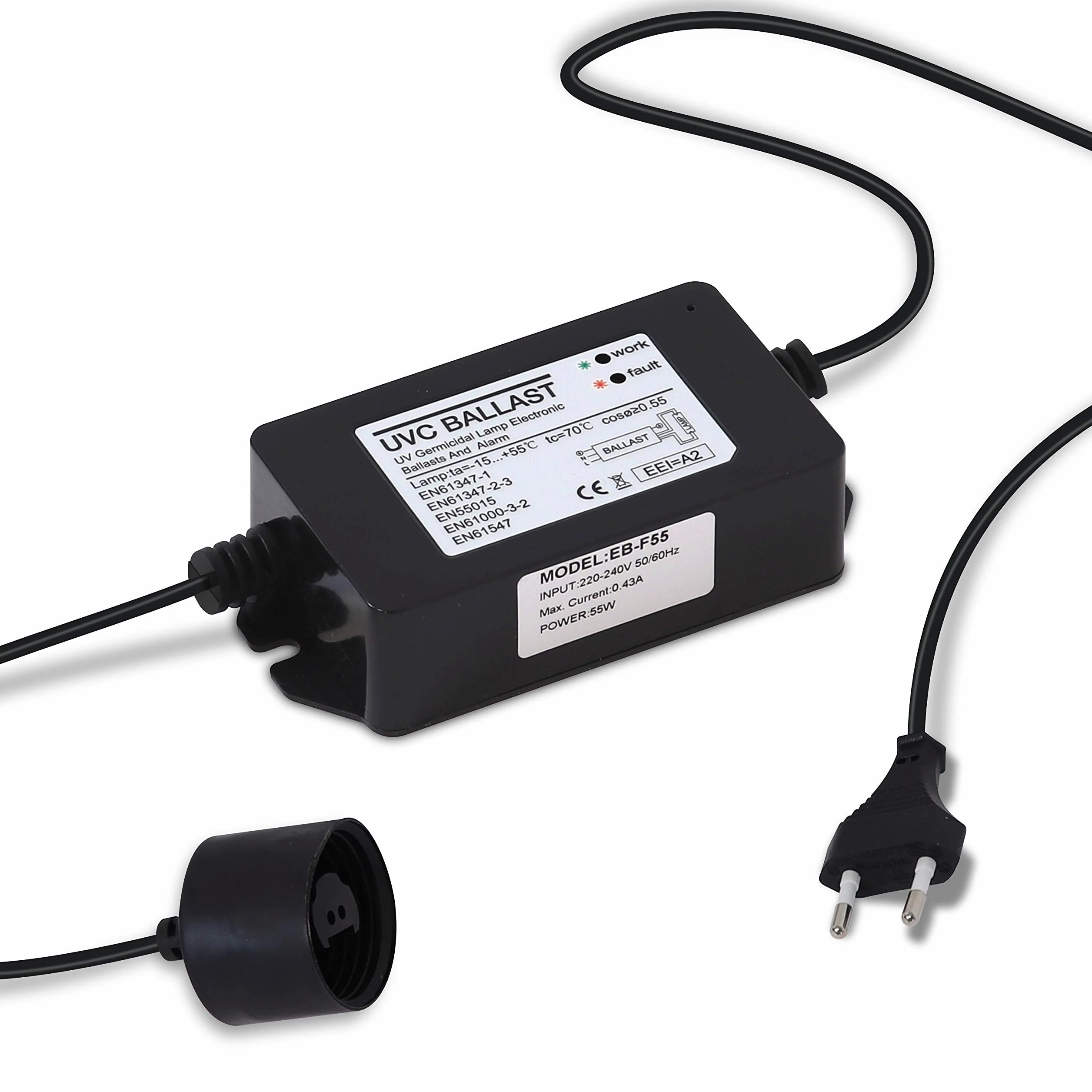 Stérilisateur pour eau, lampe UV 55 W, débit 30 l/min, pour systèmes de filtration, osmose inverse et aquarium