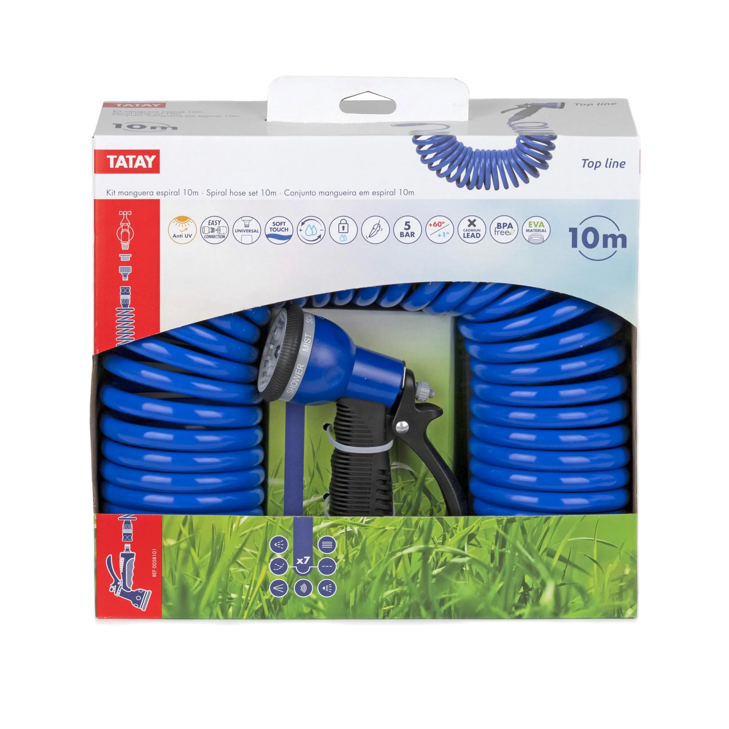 Tatay Kit Tuyau Spirale 10 m Accessoires en Plastique, Usage Quotidien | TATAY Kit Tuyau Spirale 10 m | Fabrication en Plastique | Usage Jardin/arrosage | Usage Quotidien | Conception Fonctionnelle