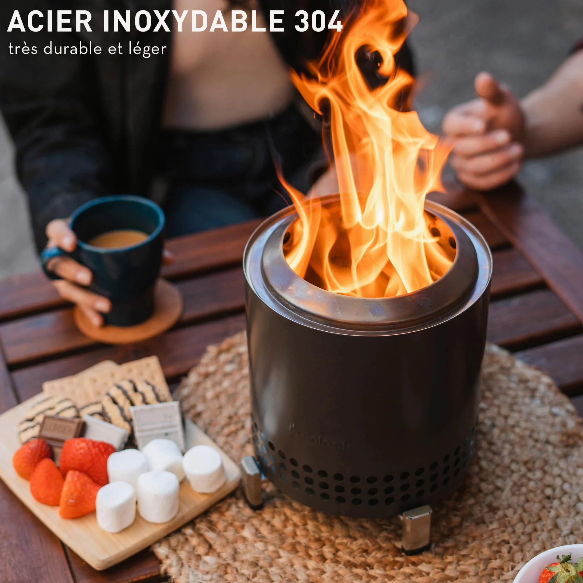 Solo Stove Brasero de Table Mesa XL | Mini cheminée d'extérieur à Faible dégagement de fumée, par des granulés ou du Bois, Acier Inoxydable, avec Support, Sac de Transport, 21,8 x 17,8 cm, 1 kg