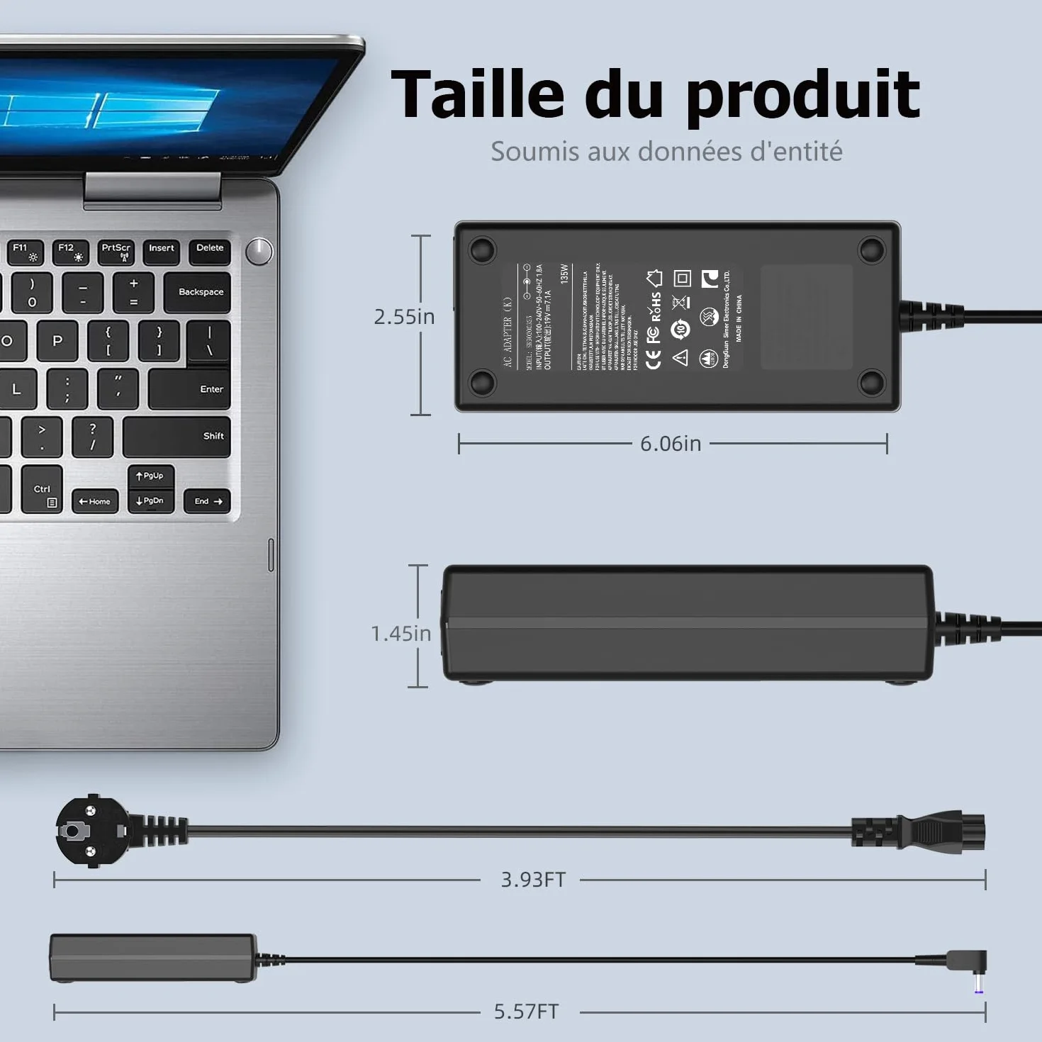 Chargeur 135W Acer Nitro 5 AN515-51 AN515-41 AN515-53 AN515-52 AN515-54 AN515-55 AN517-51 N18C3 N18C4 ADP-135KB PA-1131-05 Aspire 7 A715-71G A715-72G Alimentation 19V 7,1A